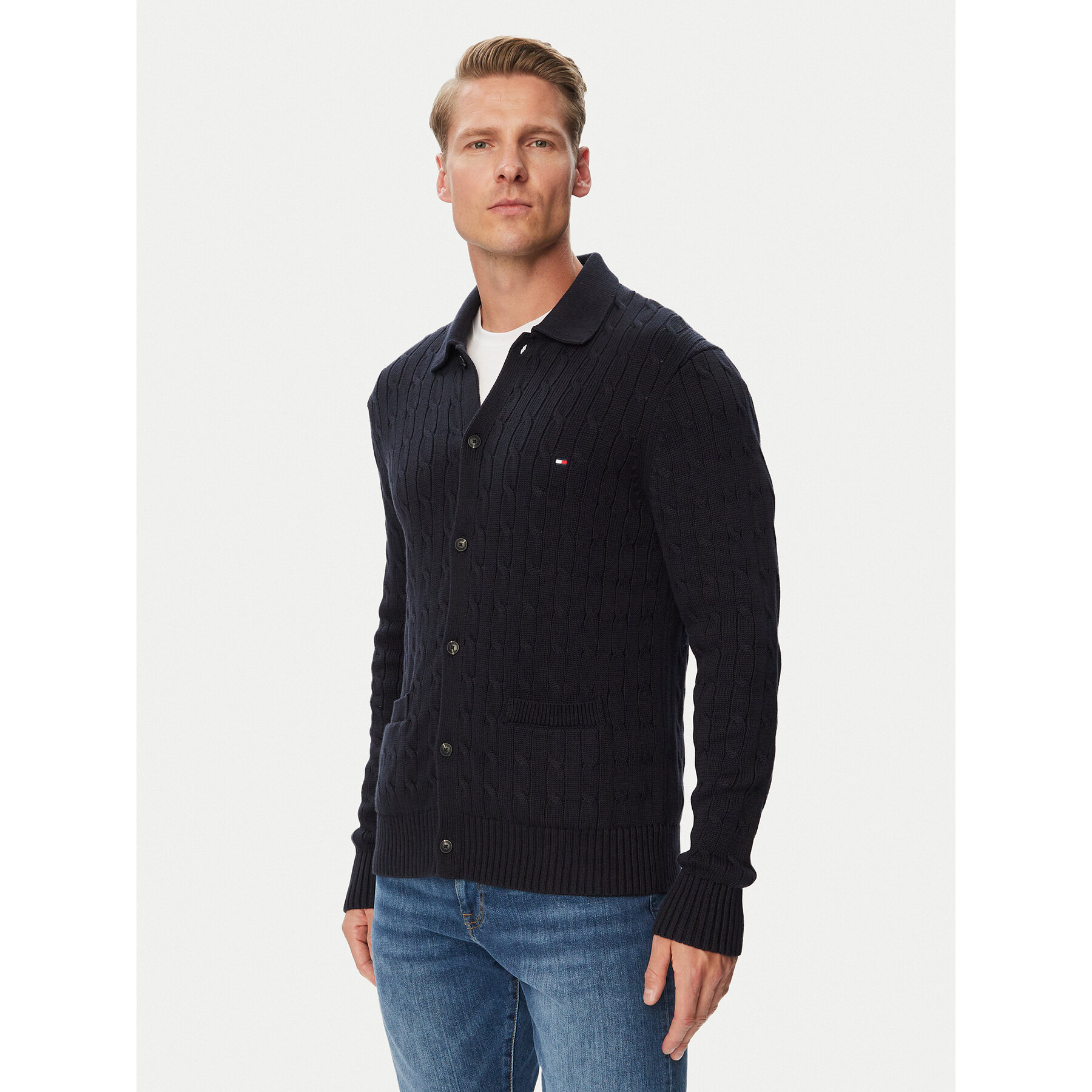 Tommy Hilfiger Strickjacke MW0MW44756 Dunkelblau Regular Fit