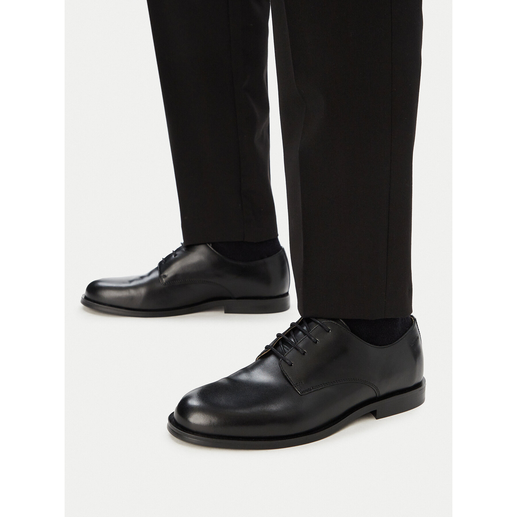 Pantofi Calvin Klein Ess Rubber Derby Lth HM0HM02056 Negru