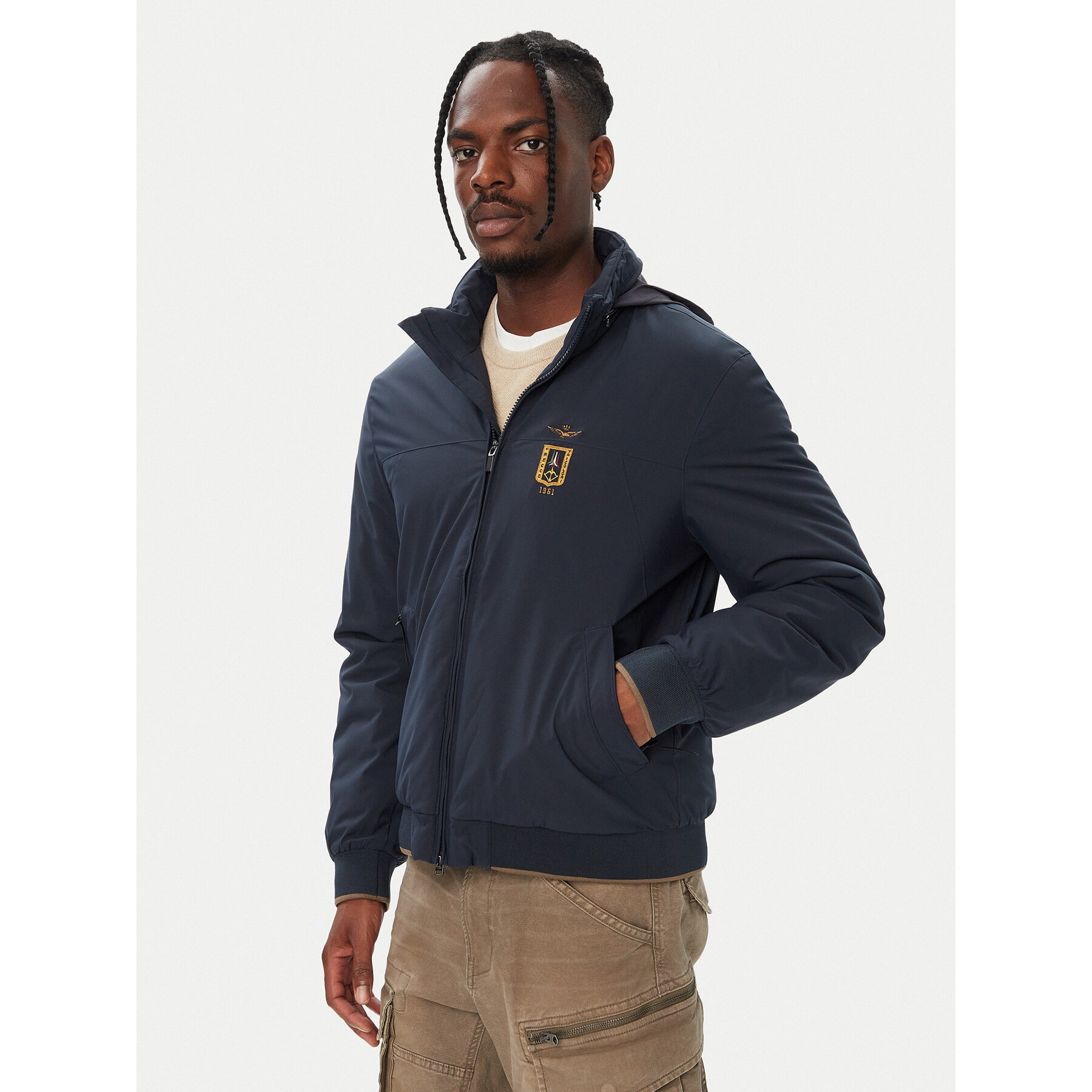 Aeronautica Militare Übergangsjacke 262AB3084UCT04374 Dunkelblau Regular Fit