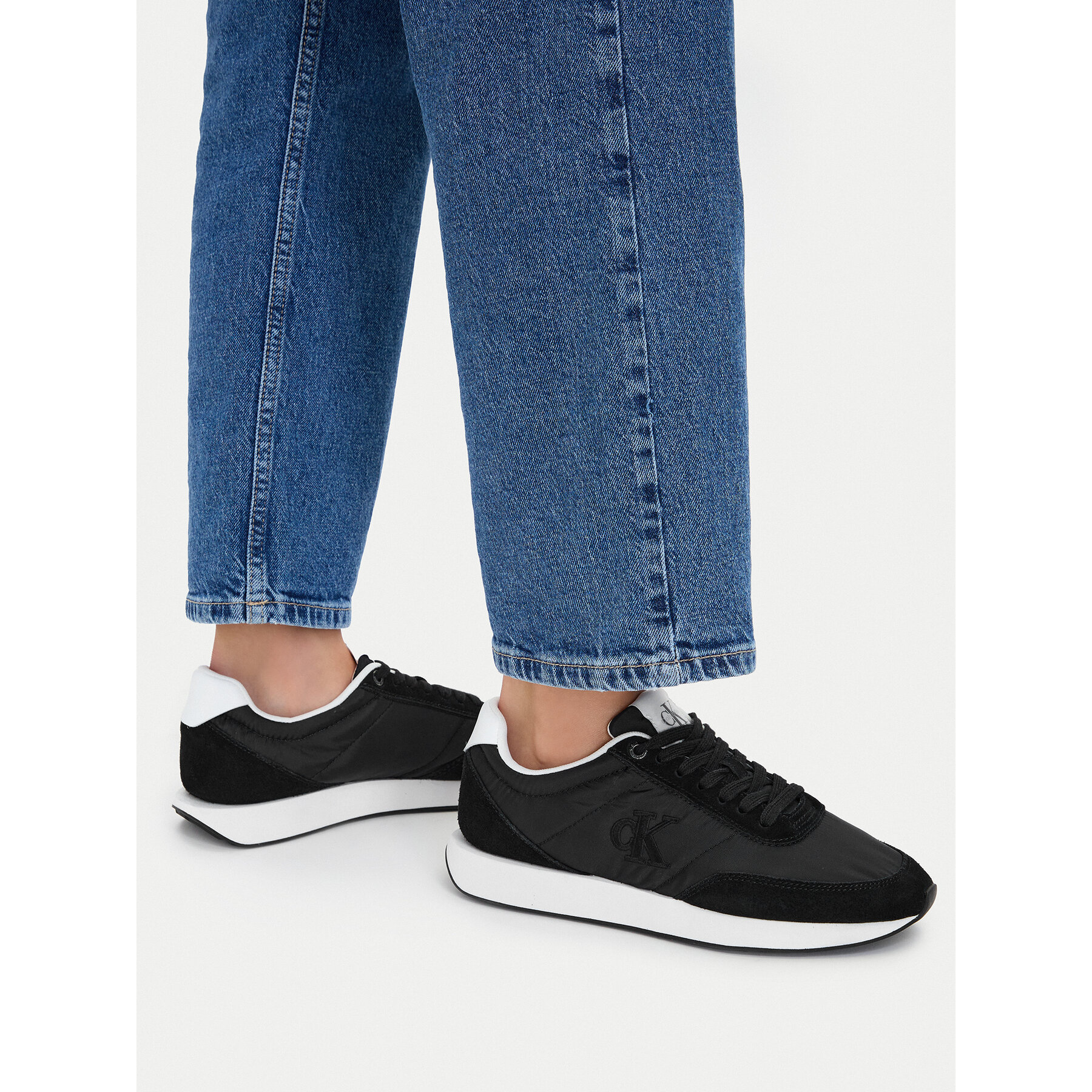 Sneakers Calvin Klein Retro Runner Lace Up Nylon Mg YW0YW01990 Negru