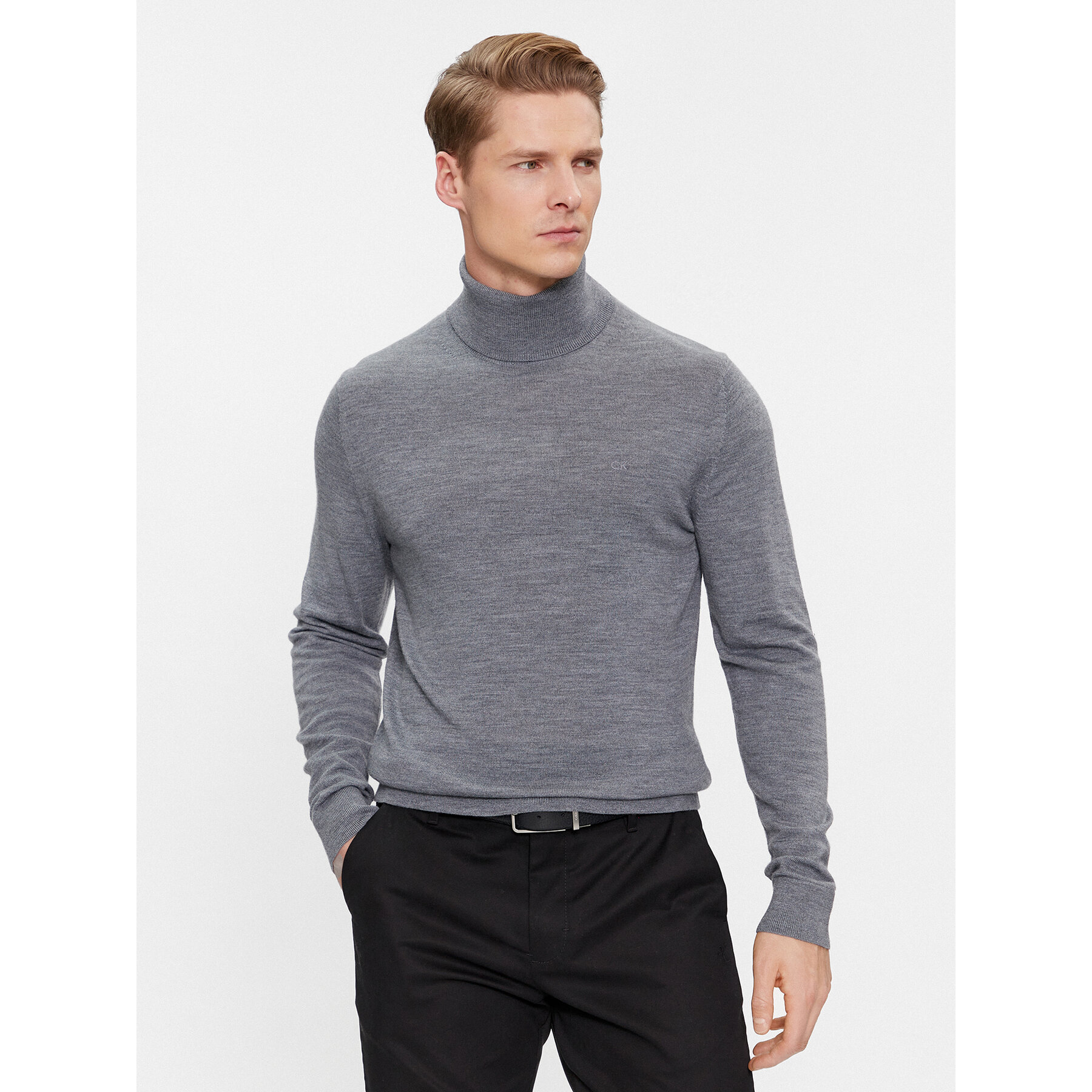 Calvin Klein Rollkragenpullover Superior K10K110420 Grau Slim Fit