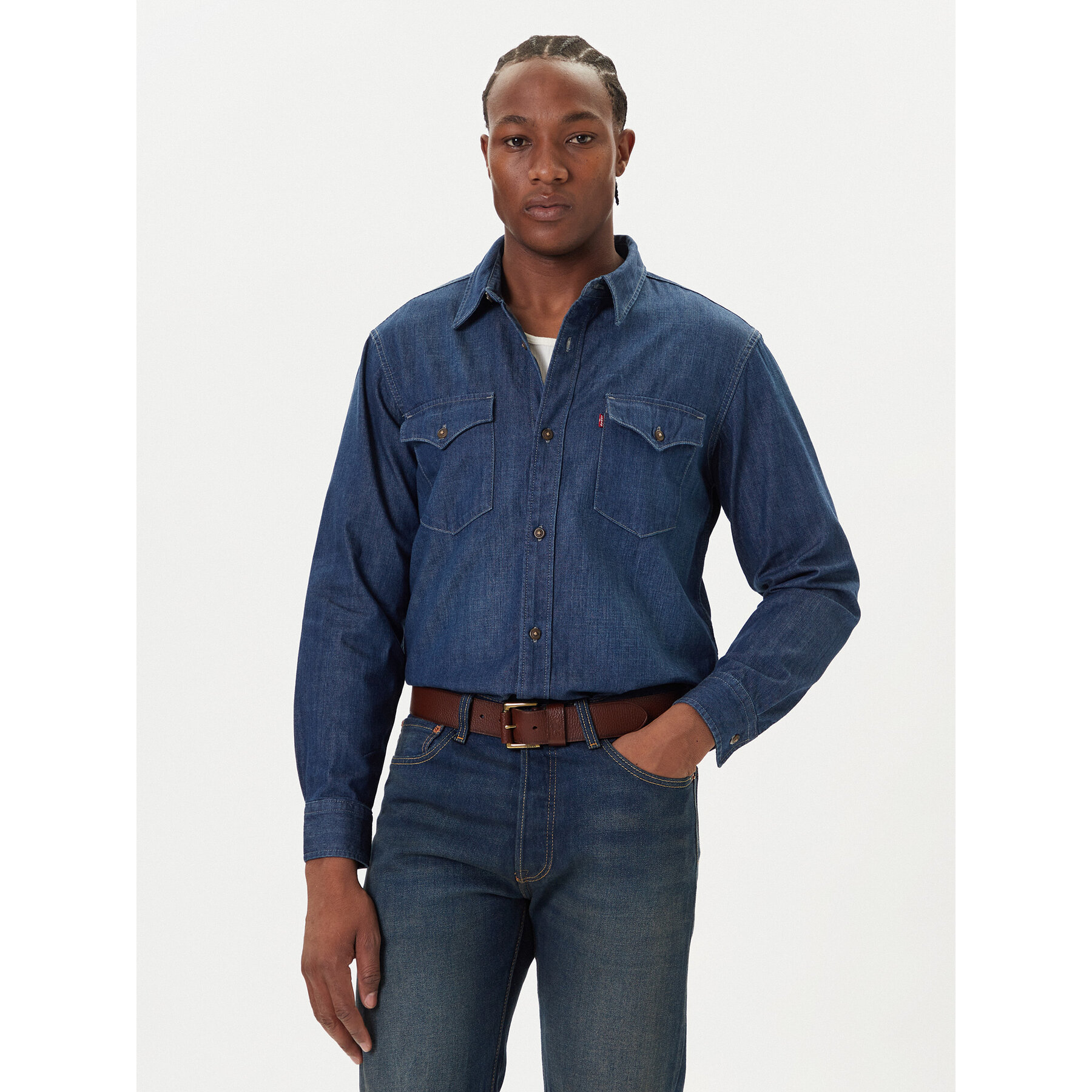 Levi's® Jeanshemd Western A1919-0061 Dunkelblau Relaxed Fit