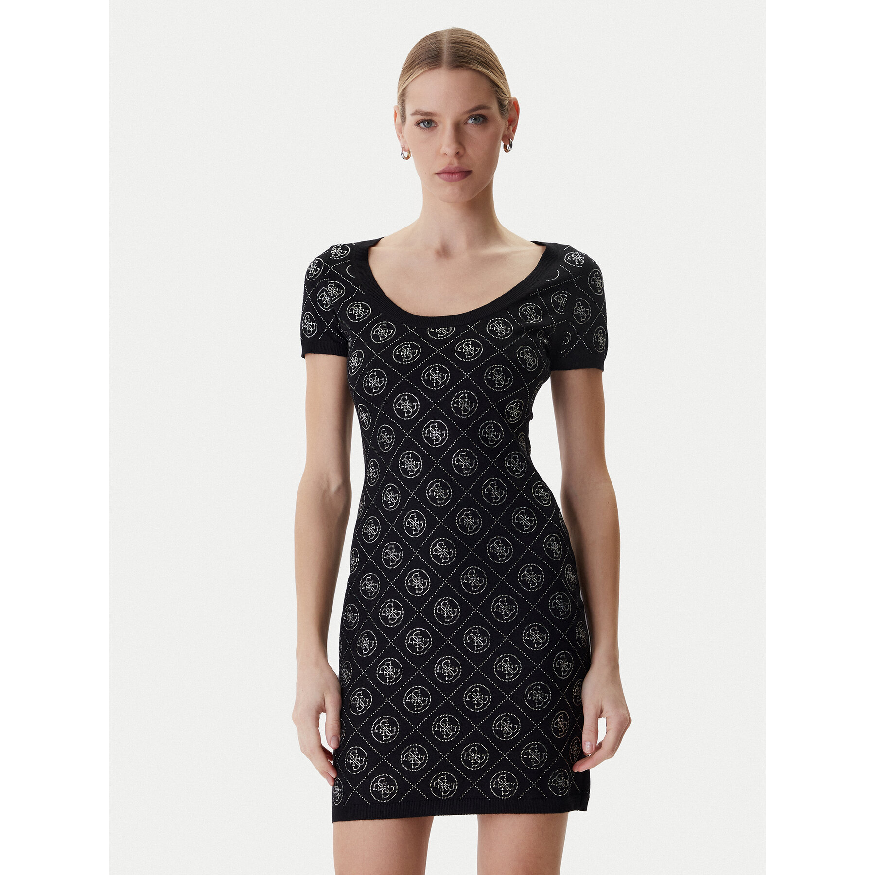 Guess Strickkleid W6RK92 Z3JD2 Schwarz Regular Fit