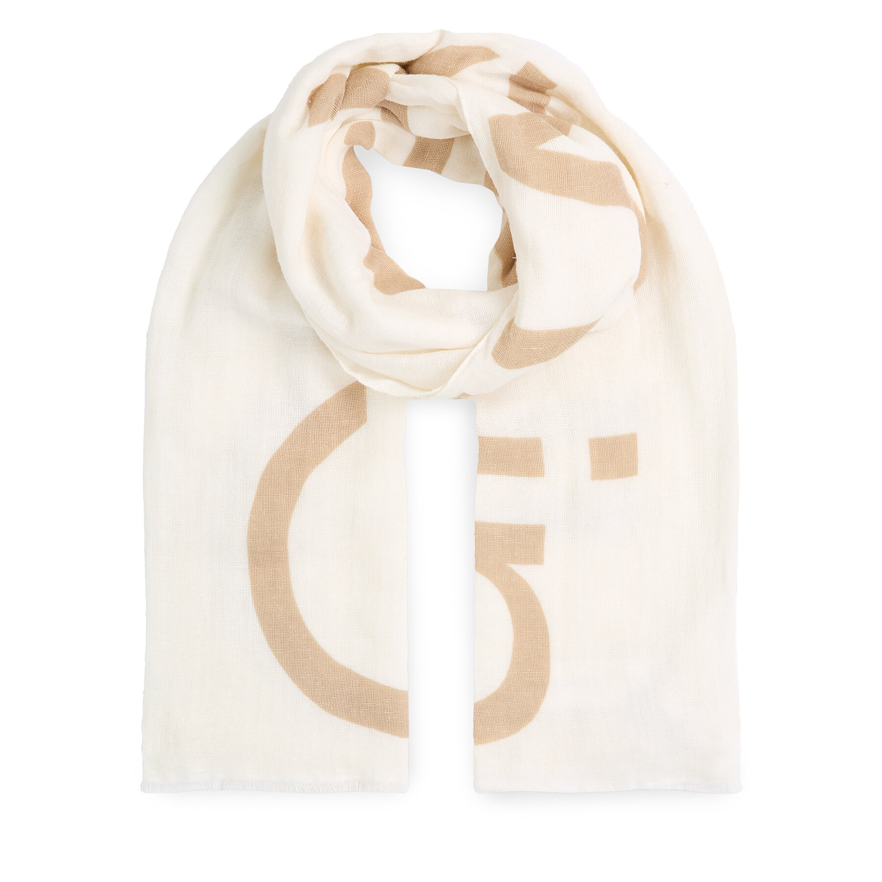 Fular Calvin Klein Bold Logo Cotton Hemp Scarf K60K612975 Écru