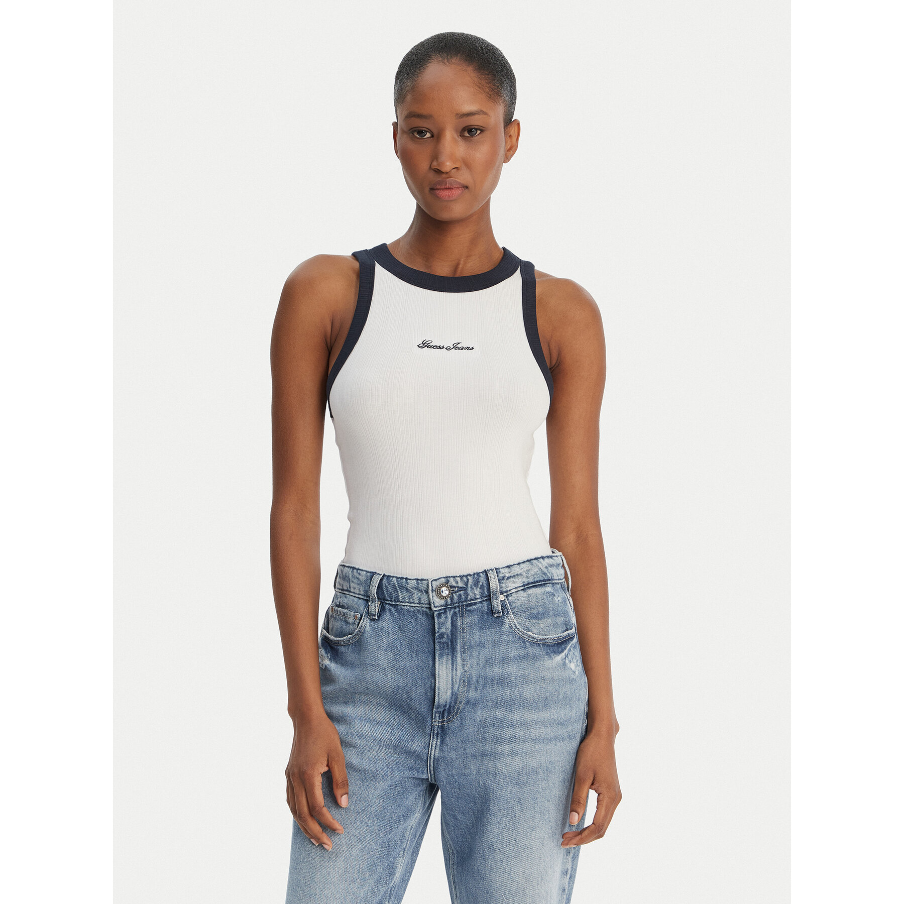 Guess Jeans Felső W6GPZ8 KF641 Fehér Slim Fit