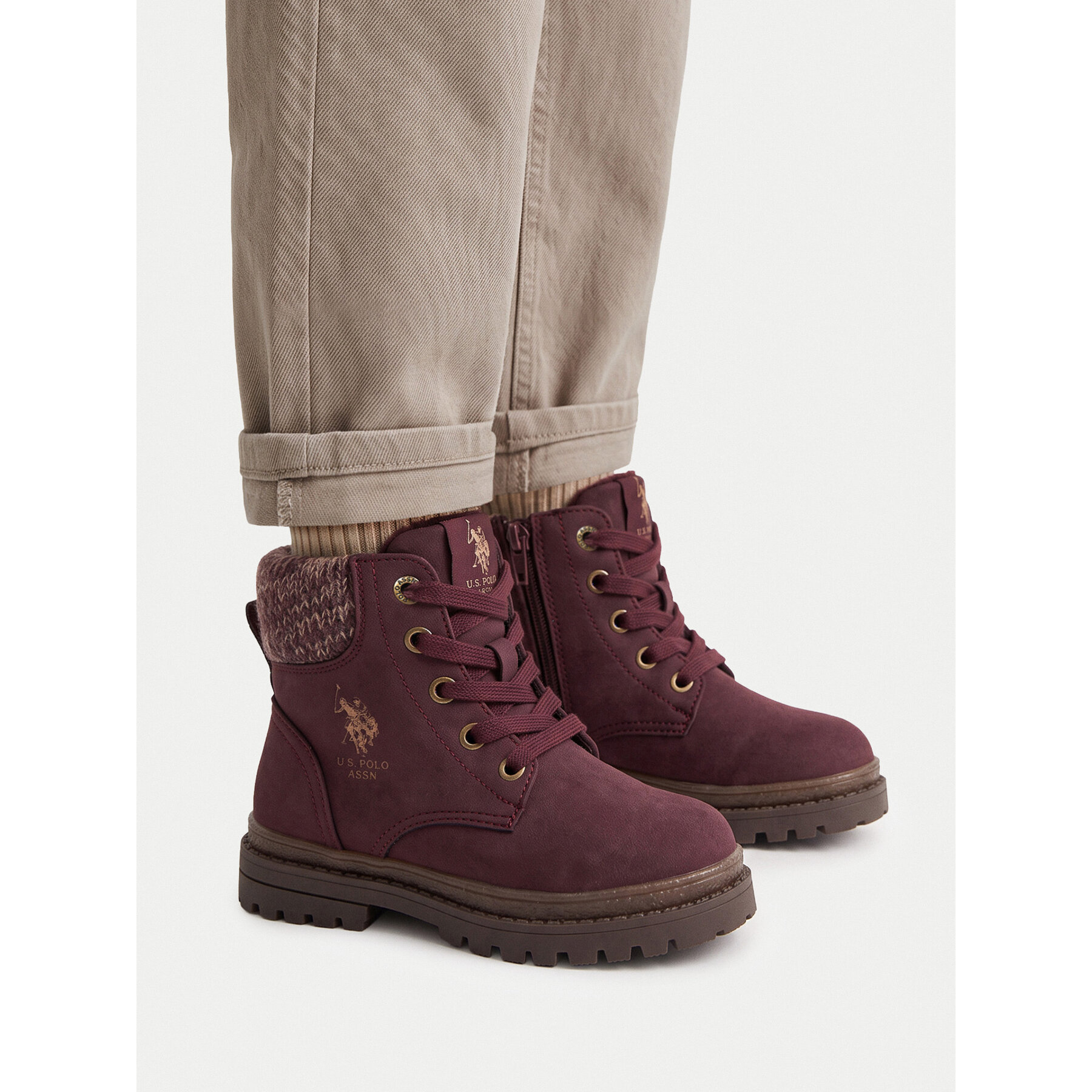Зимни обувки U.S. Polo Assn. EO-VLAD001K/GYT1-BOR003 Бордо