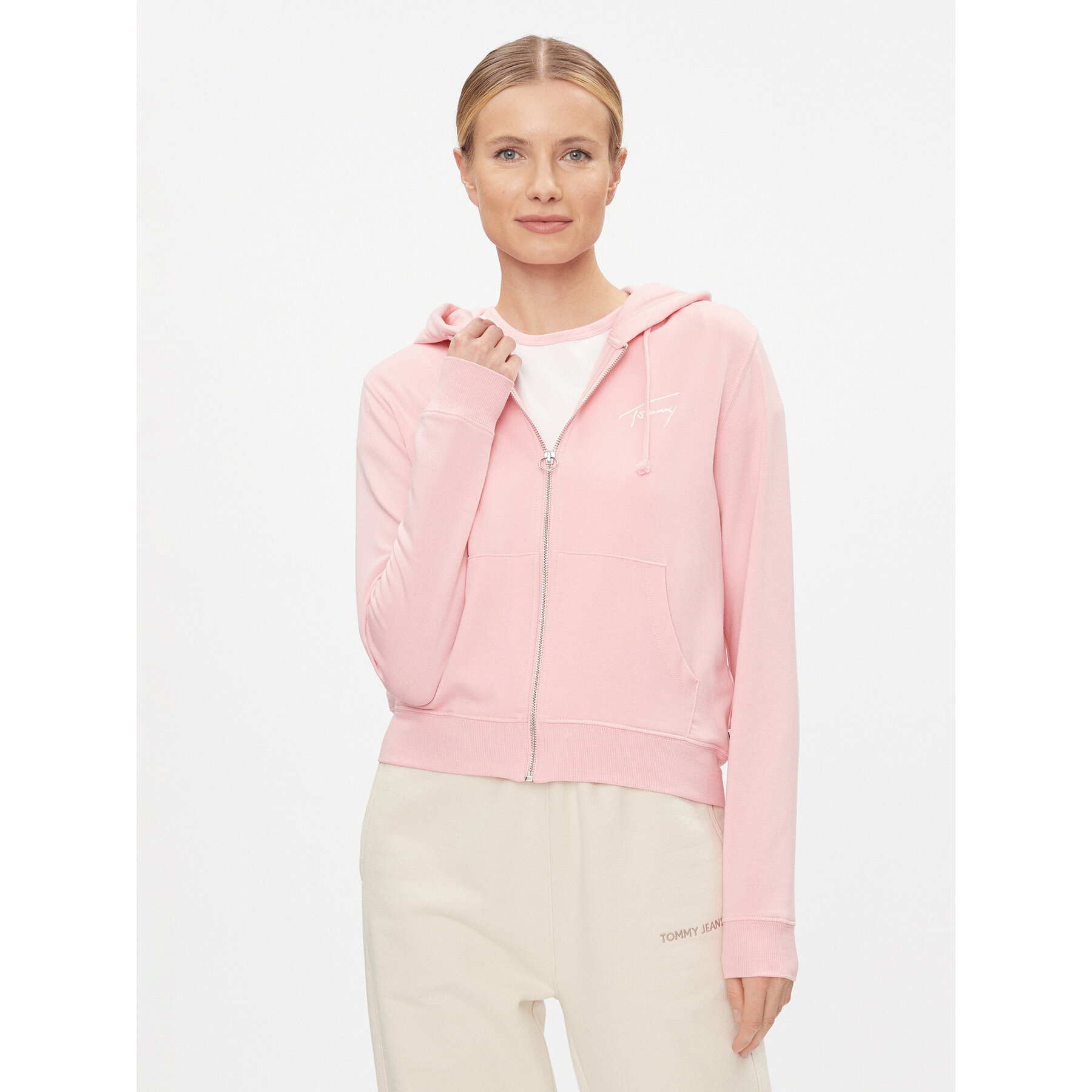 Tommy Jeans Sweatshirt Signature DW0DW17338 Rosa Regular Fit
