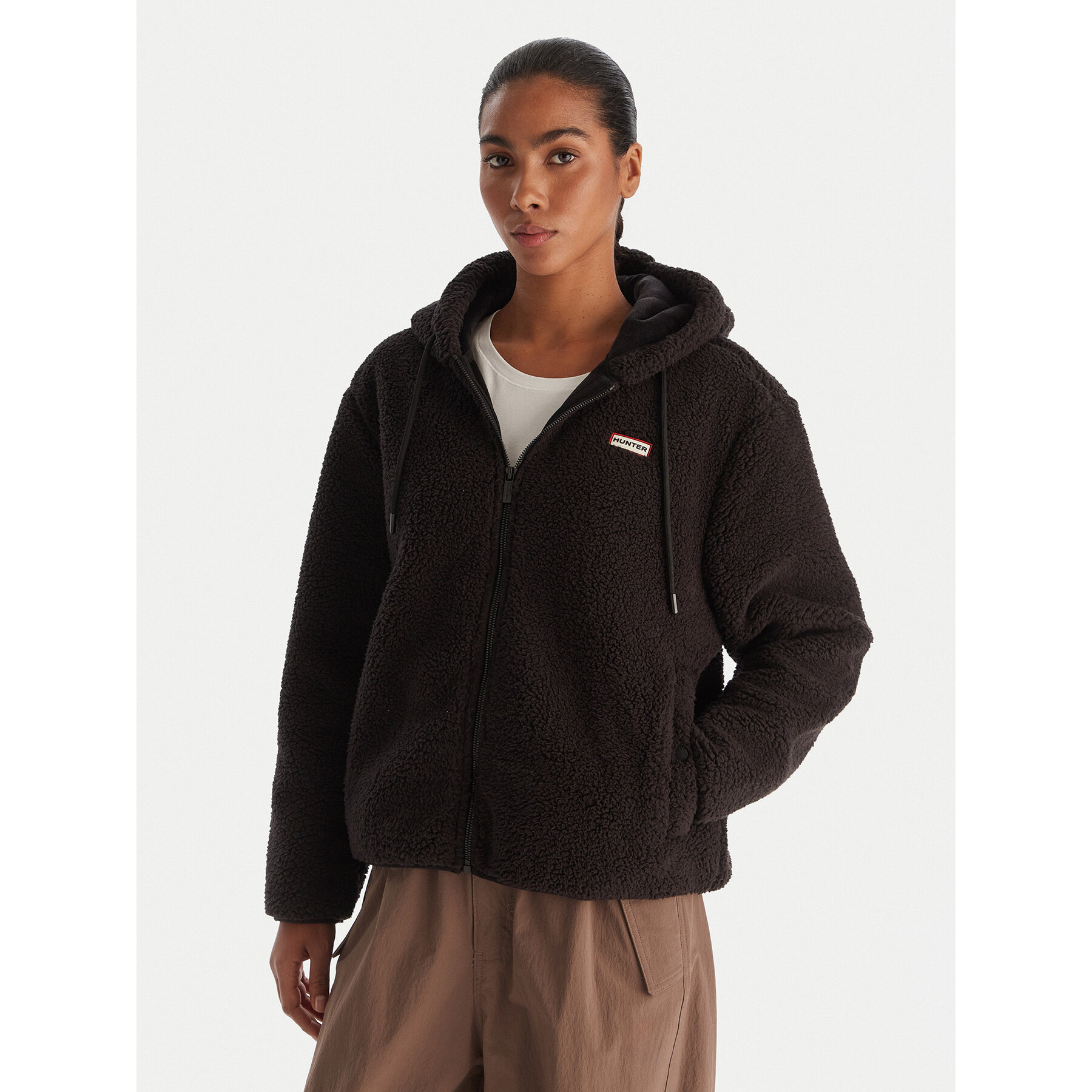 Hunter Fleecejacke Bonelle HARW0053242 Schwarz Relaxed Fit