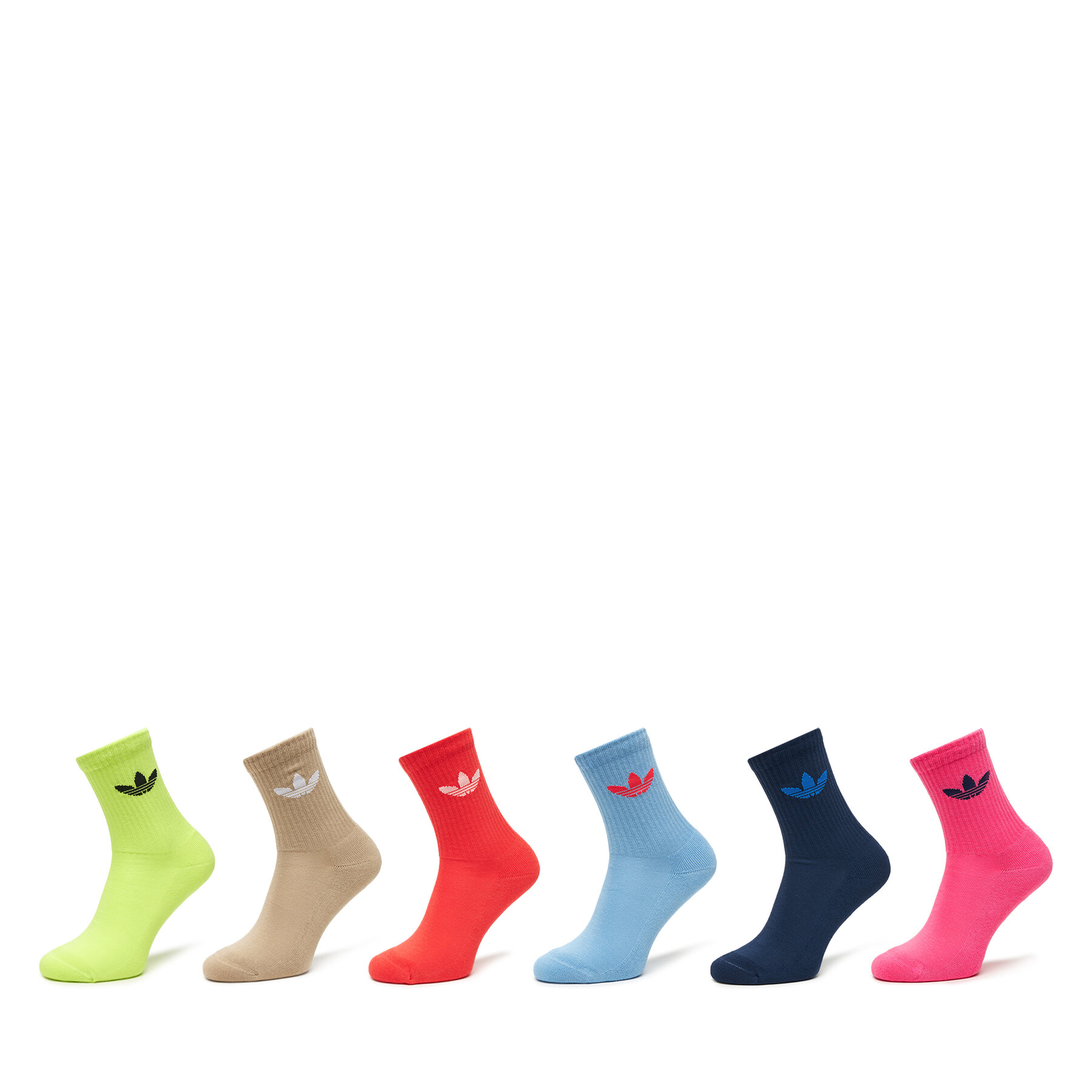 Súprava 6 párov vysokých ponožiek unisex adidas Trefoil Cushion JY2679 Farebná
