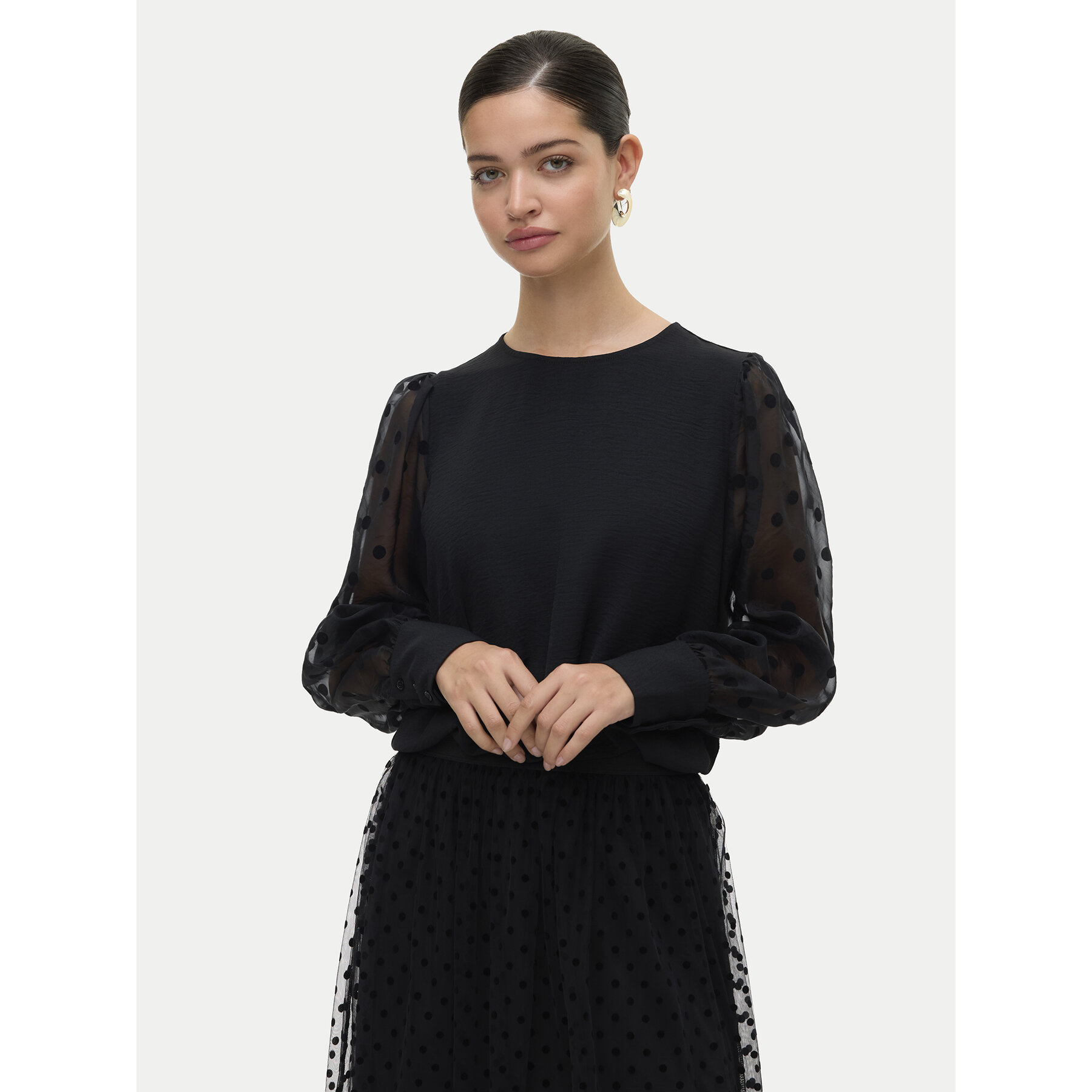 Vero Moda Bluse Alva 10337474 Schwarz Regular Fit