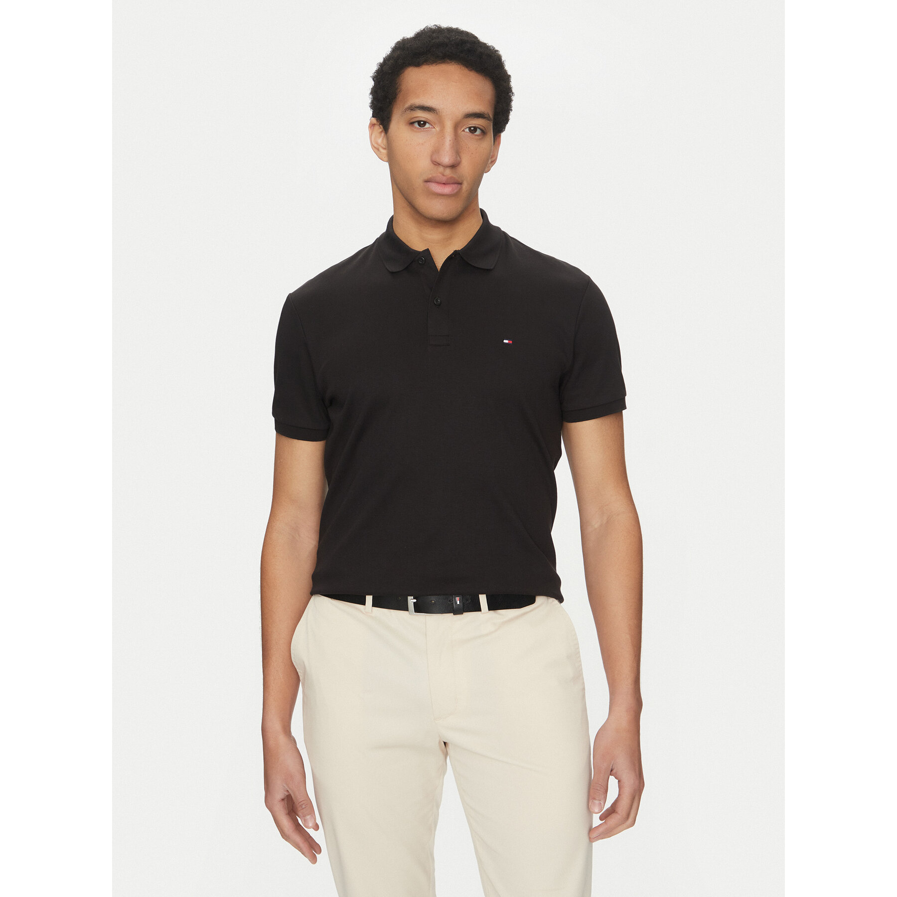 Tommy Hilfiger Pólóing Essential MW0MW35585 Fekete Regular Fit