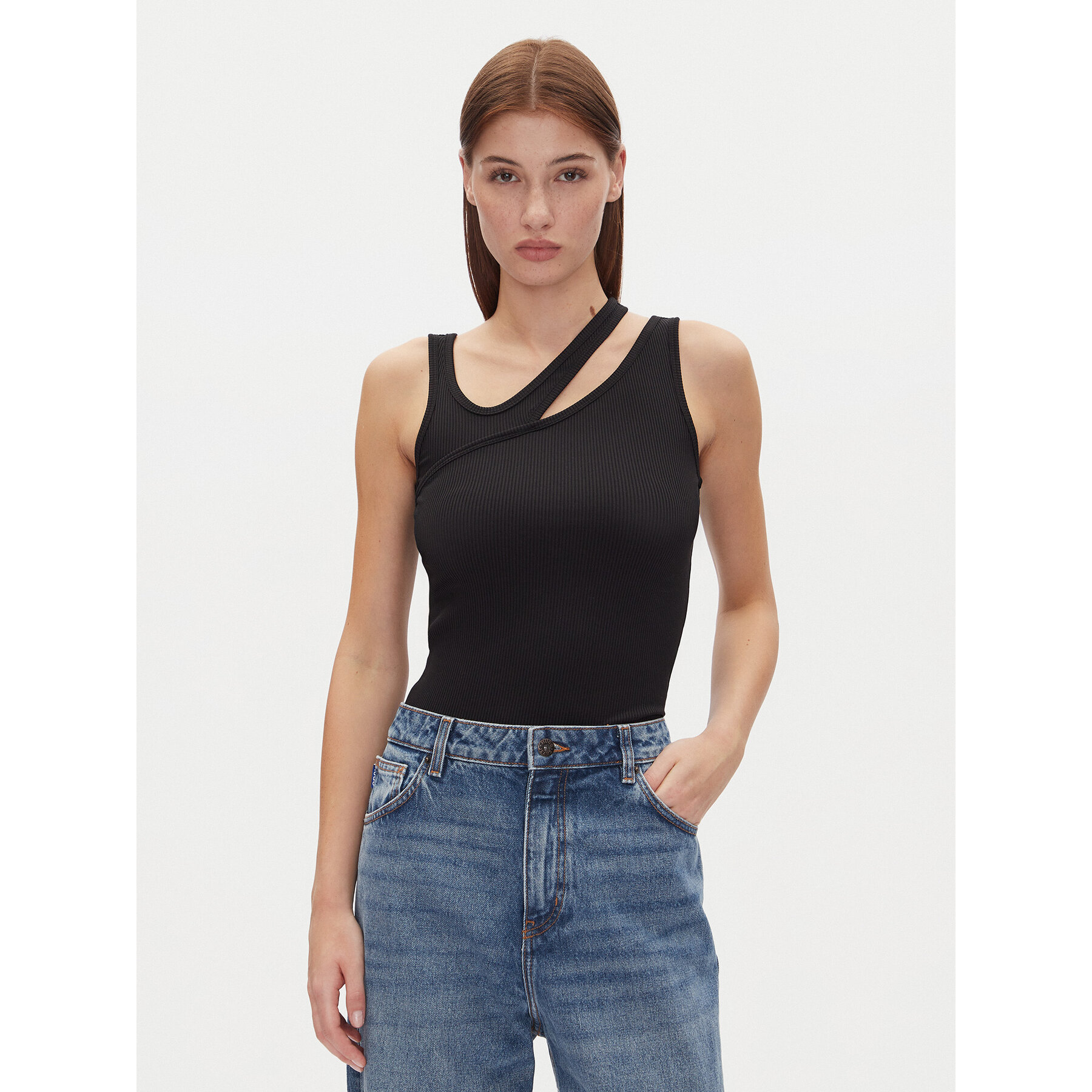 HUGO Τοπ Datrus 50537044 Μαύρο Slim Fit