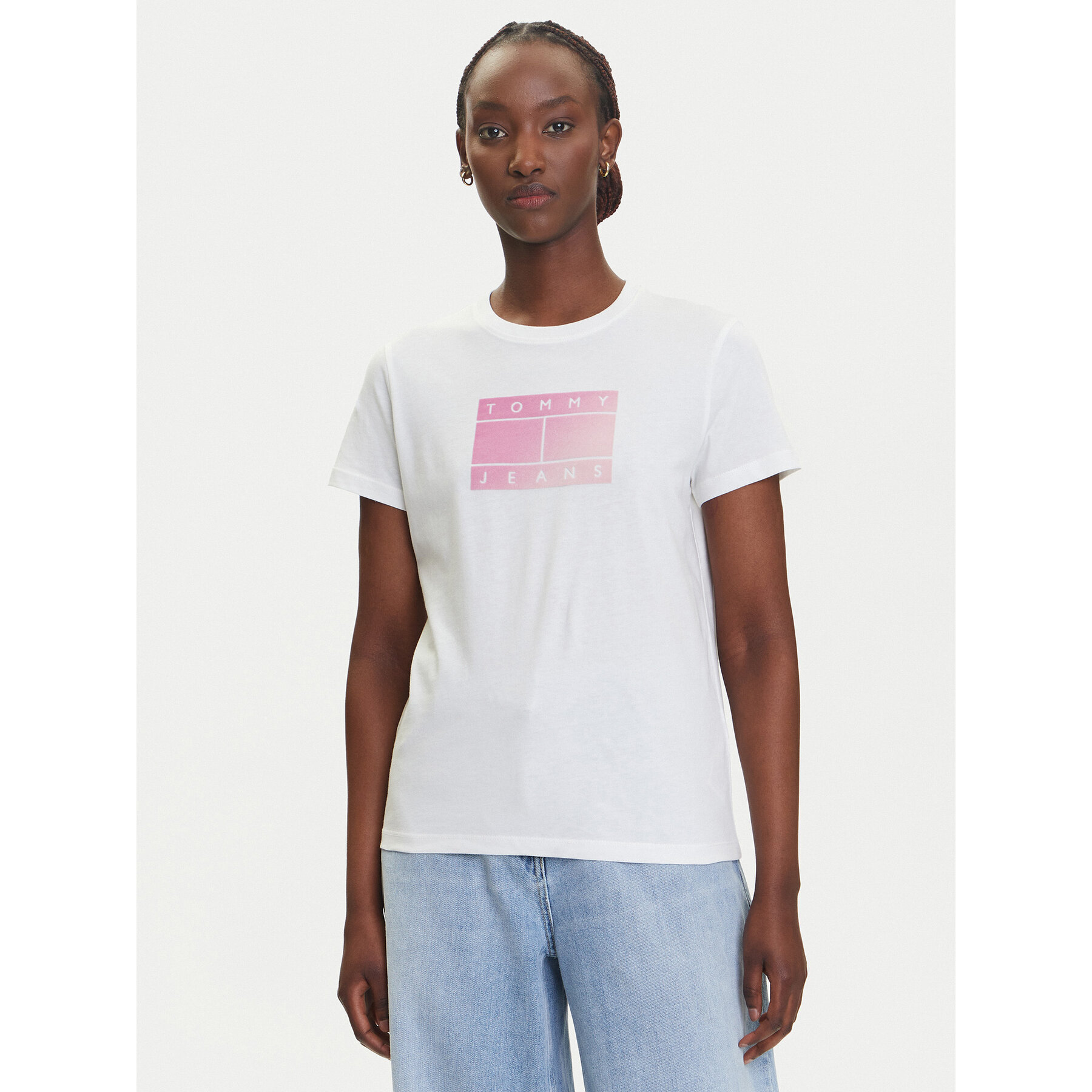 Tommy Jeans Marškinėliai Gradient Flag DW0DW20905 Balta Regular Fit