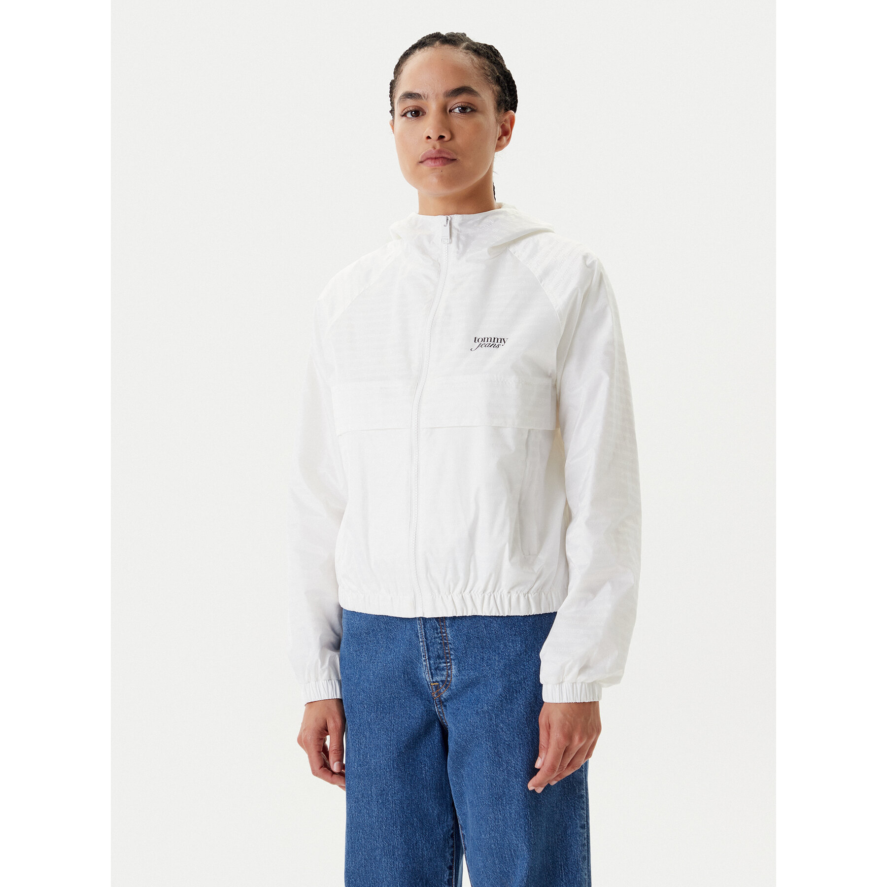 Tommy Jeans Windjacke Jacquard DW0DW20952 Écru Relaxed Fit