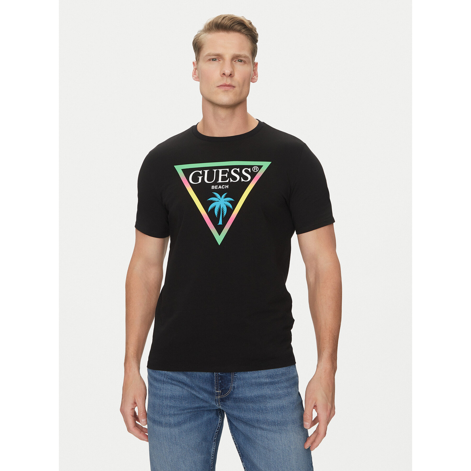 Guess T-Shirt F5GI00 J1314 Μαύρο Slim Fit