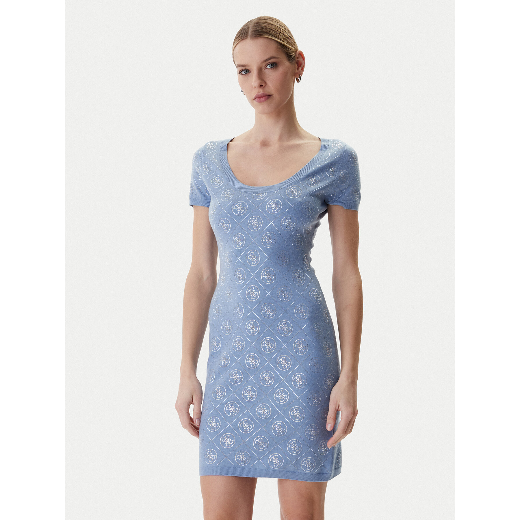 Guess Strickkleid W6RK92 Z3JD2 Himmelblau Regular Fit