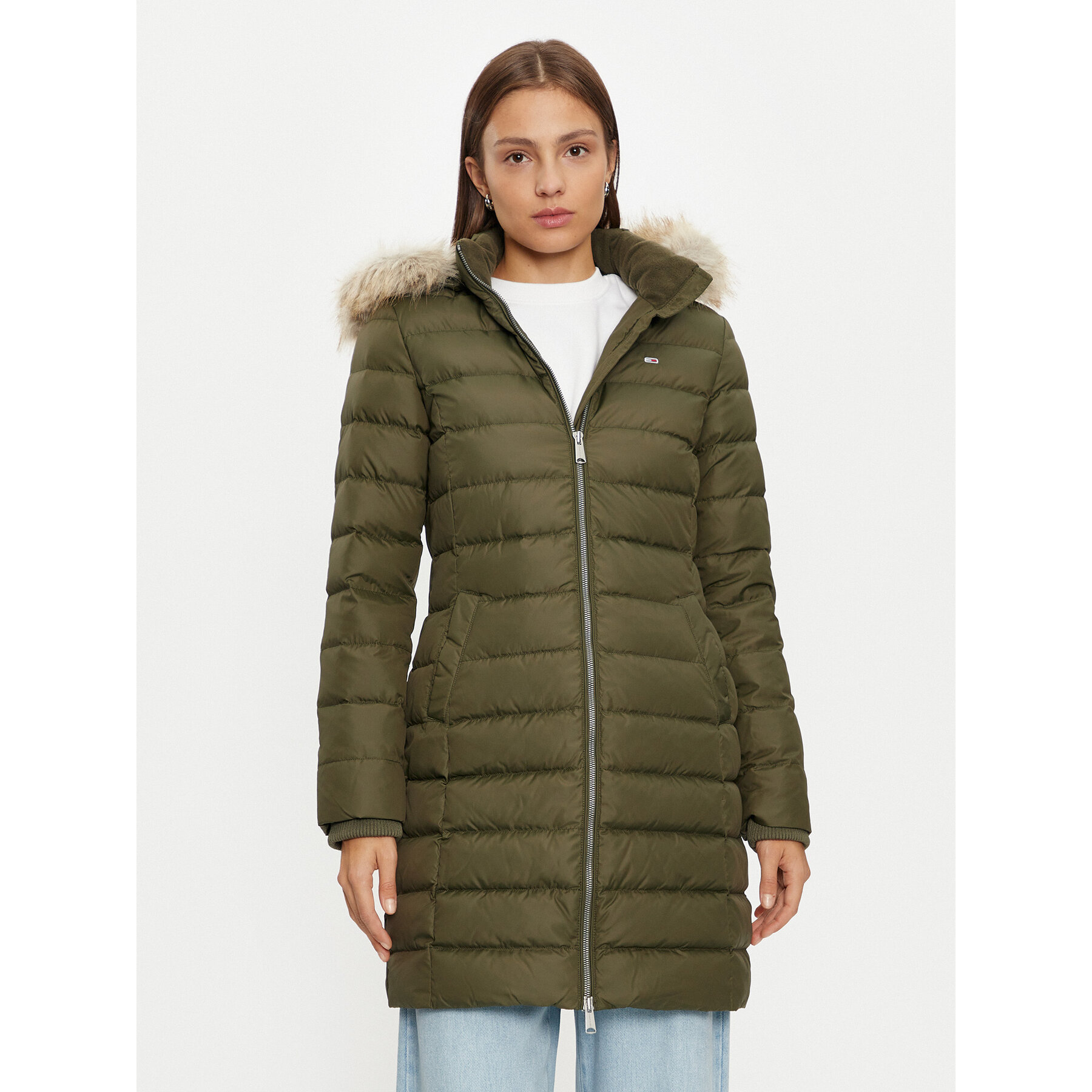 Tommy Jeans Daunenjacke Essential DW0DW18864 Grün Slim Fit