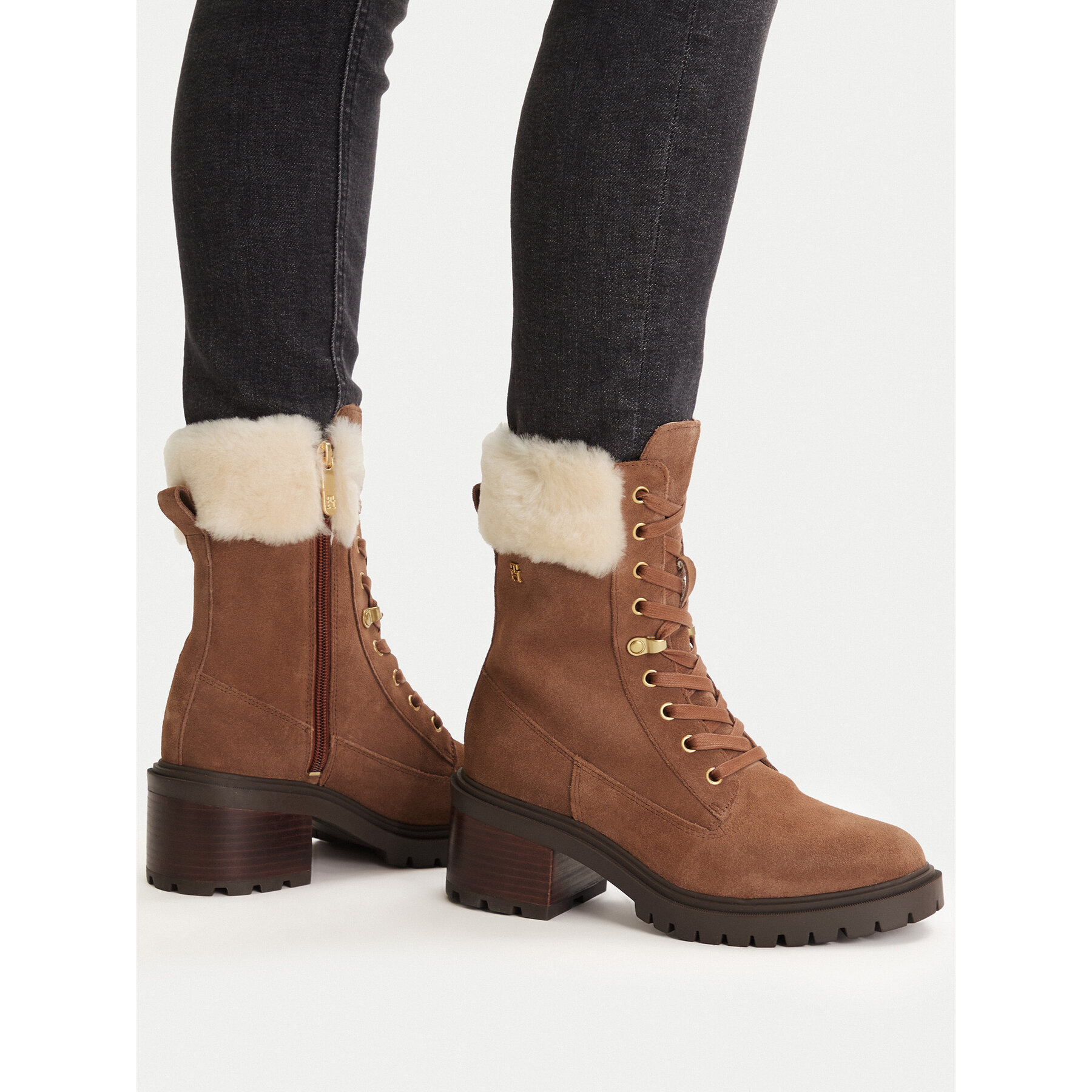Ghete Tommy Hilfiger Th Shearling Lace Up Boot FW0FW08999 Maro