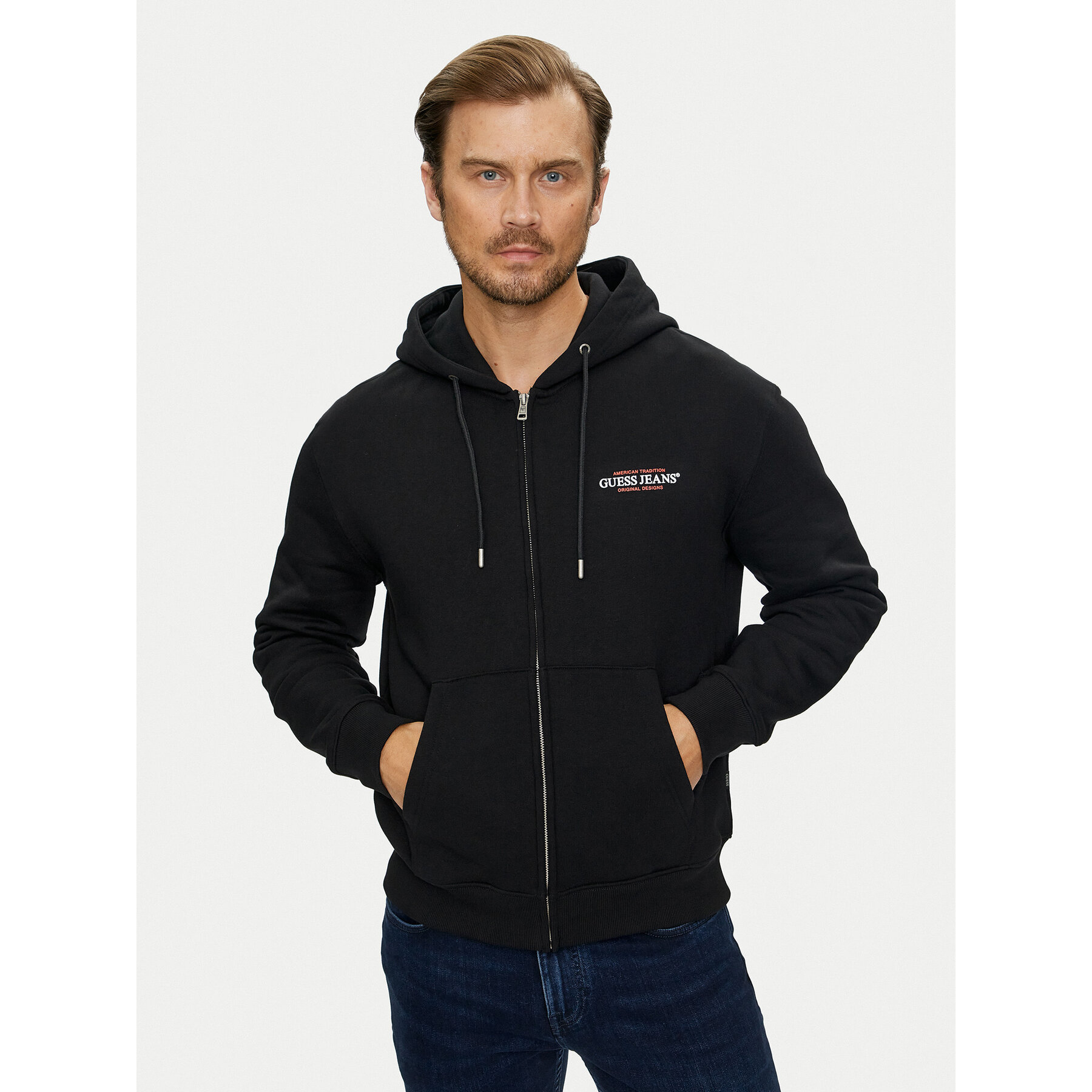 Guess Jeans Sweatshirt M4YQ27 K9V31 Schwarz Classic Fit