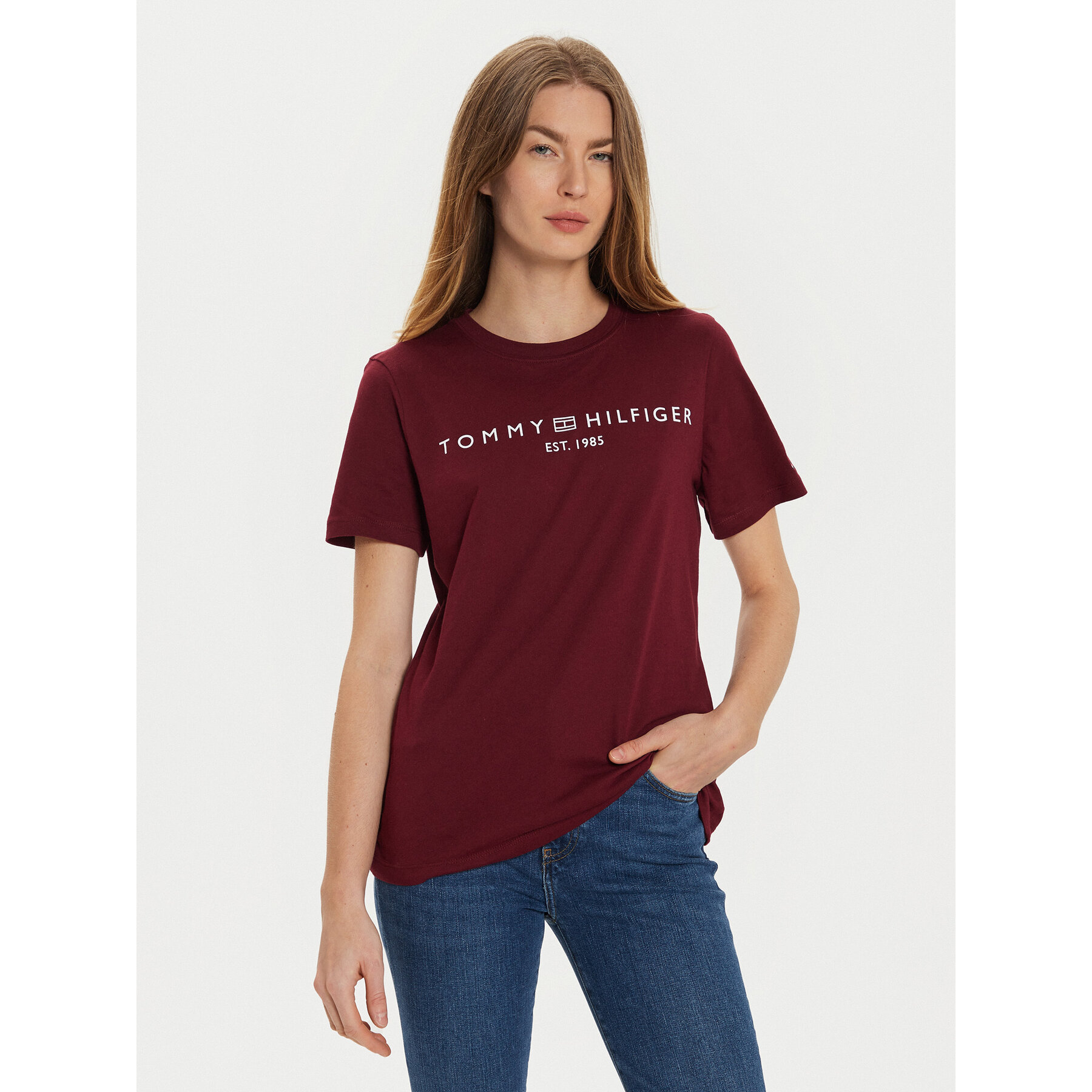 Tommy Hilfiger Póló WW0WW40276 Bordó Regular Fit