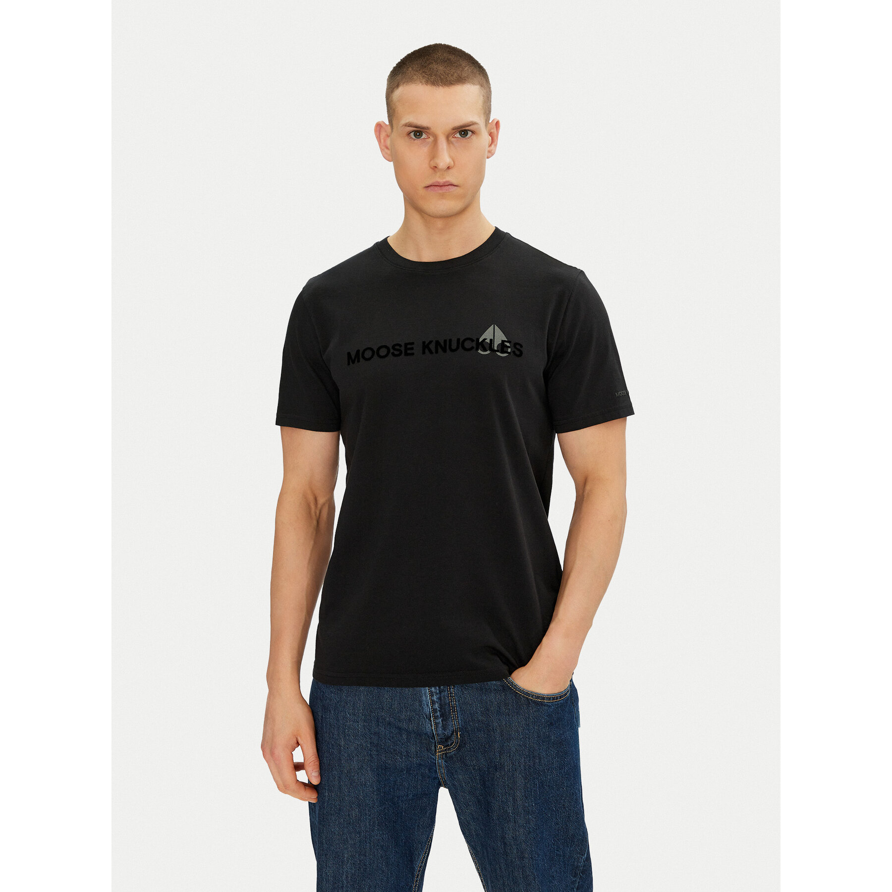 Moose Knuckles Marškinėliai Conway M15MT760 Juoda Regular Fit