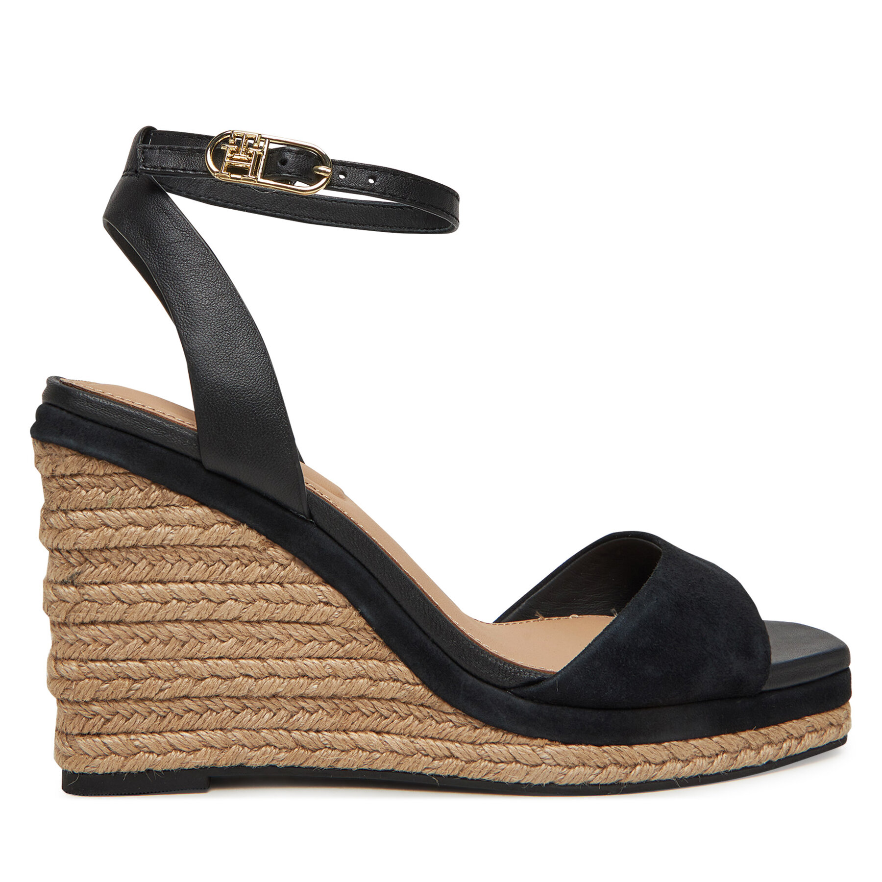 Espadrilky Tommy Hilfiger Leather & Suede High Wedge Espad FW0FW08803 Čierna