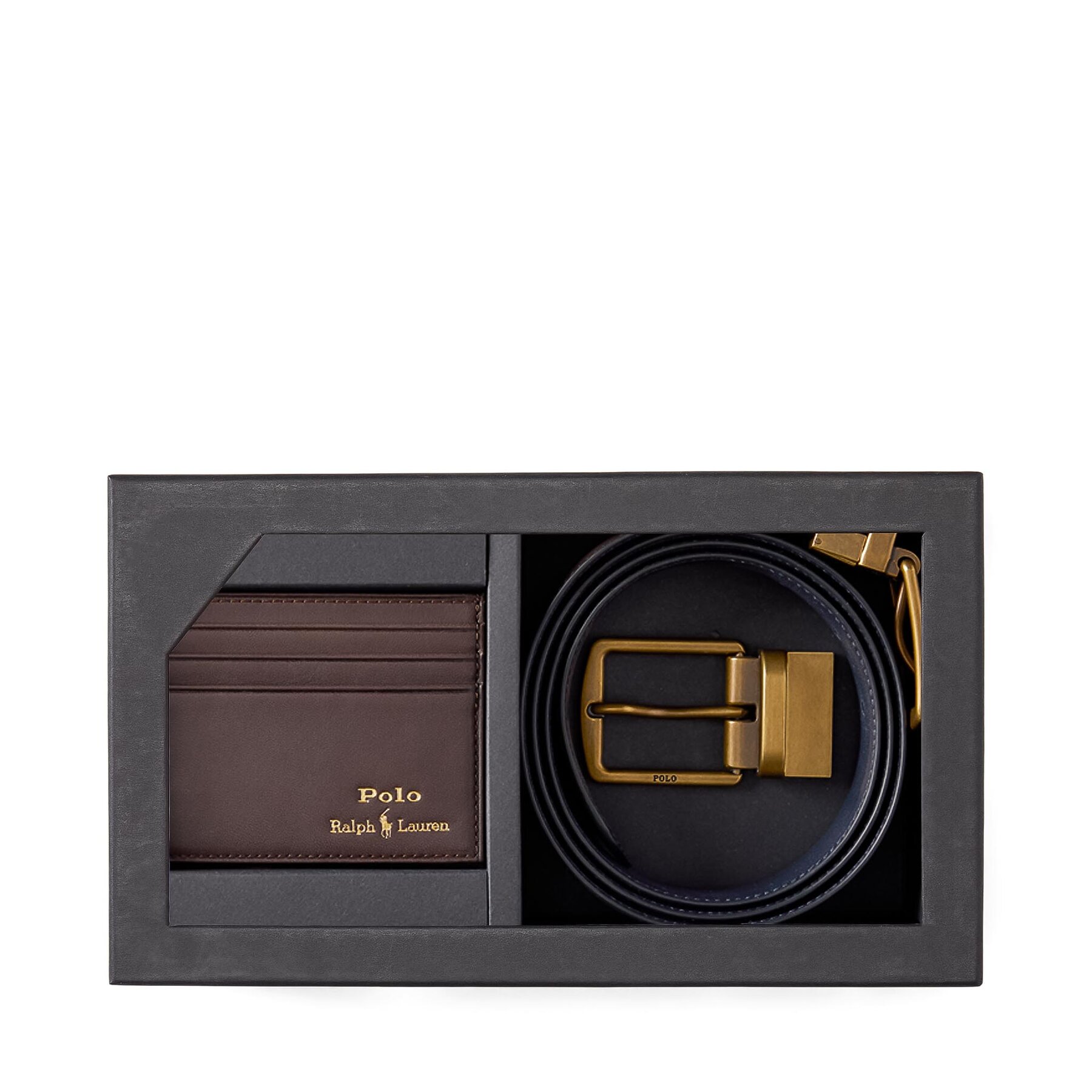 Sada puzdro na karty a opasok Polo Ralph Lauren 405880721002 Hnedá