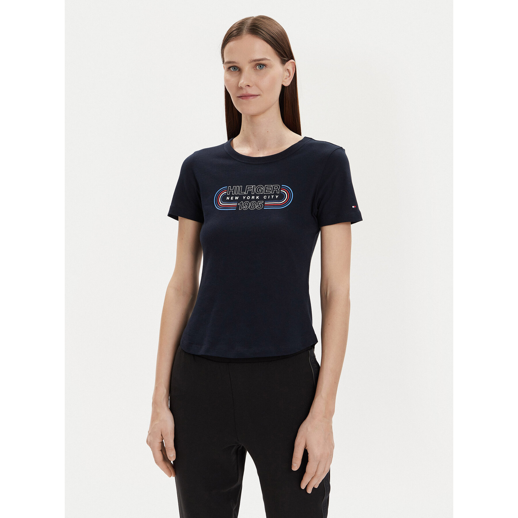 Tommy Hilfiger T-Shirt Archive Track WW0WW41203 Σκούρο μπλε Slim Fit