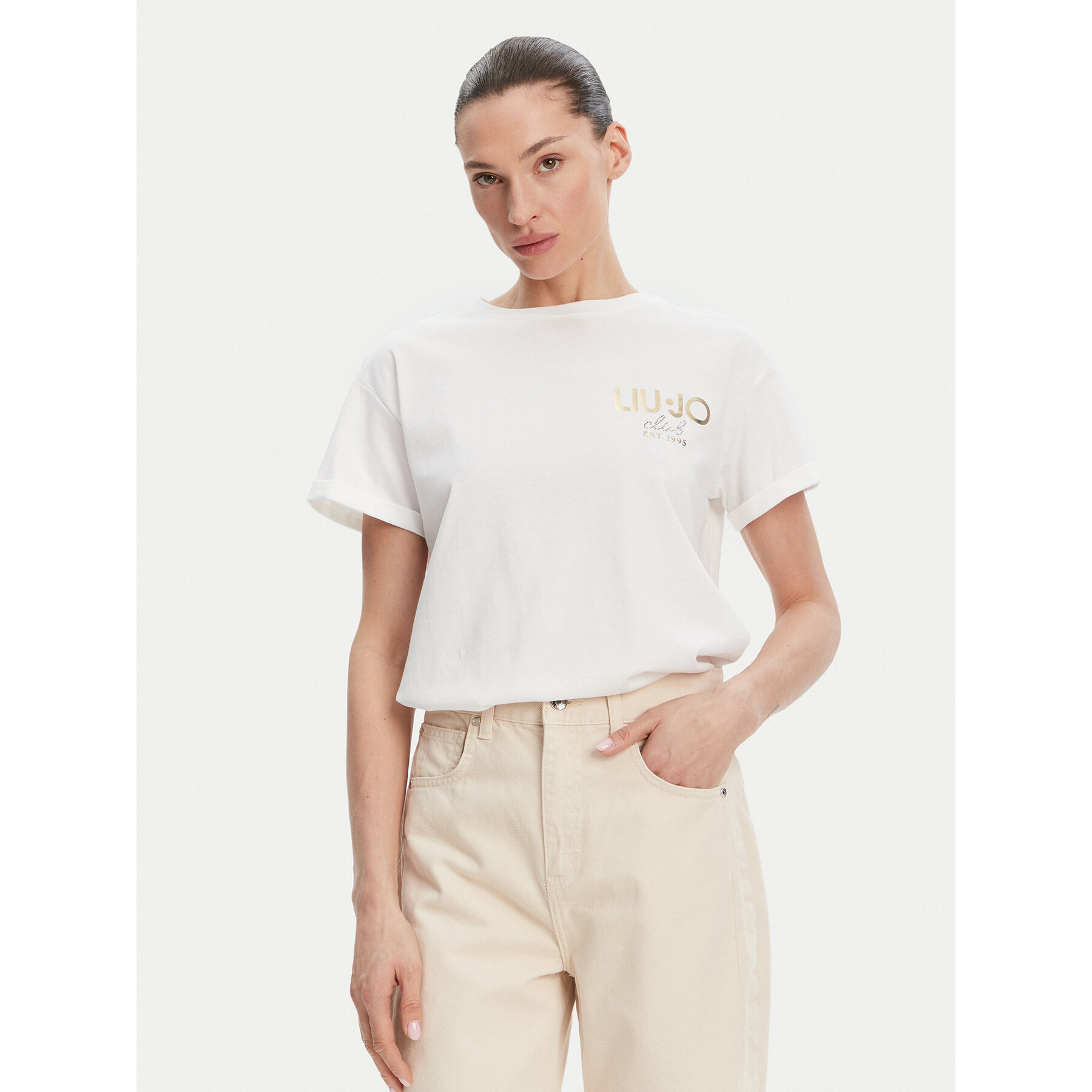 Liu Jo Majica WA5007 JS923 Bela Relaxed Fit