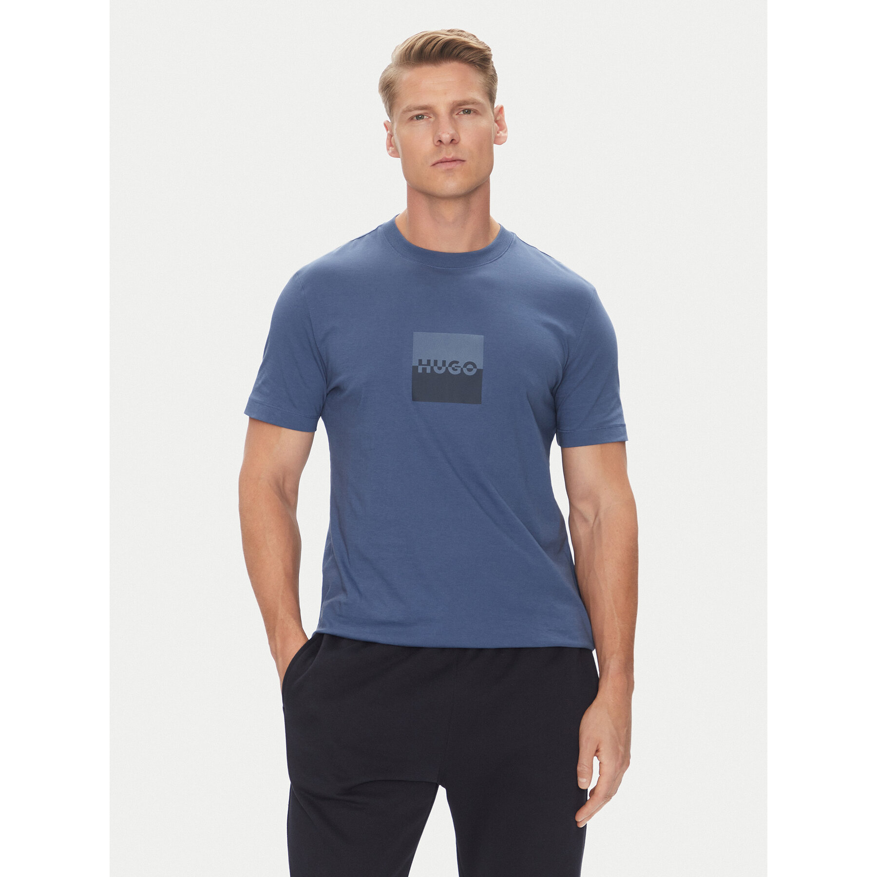 HUGO T-Shirt Dusplit 50542784 Σκούρο μπλε Regular Fit