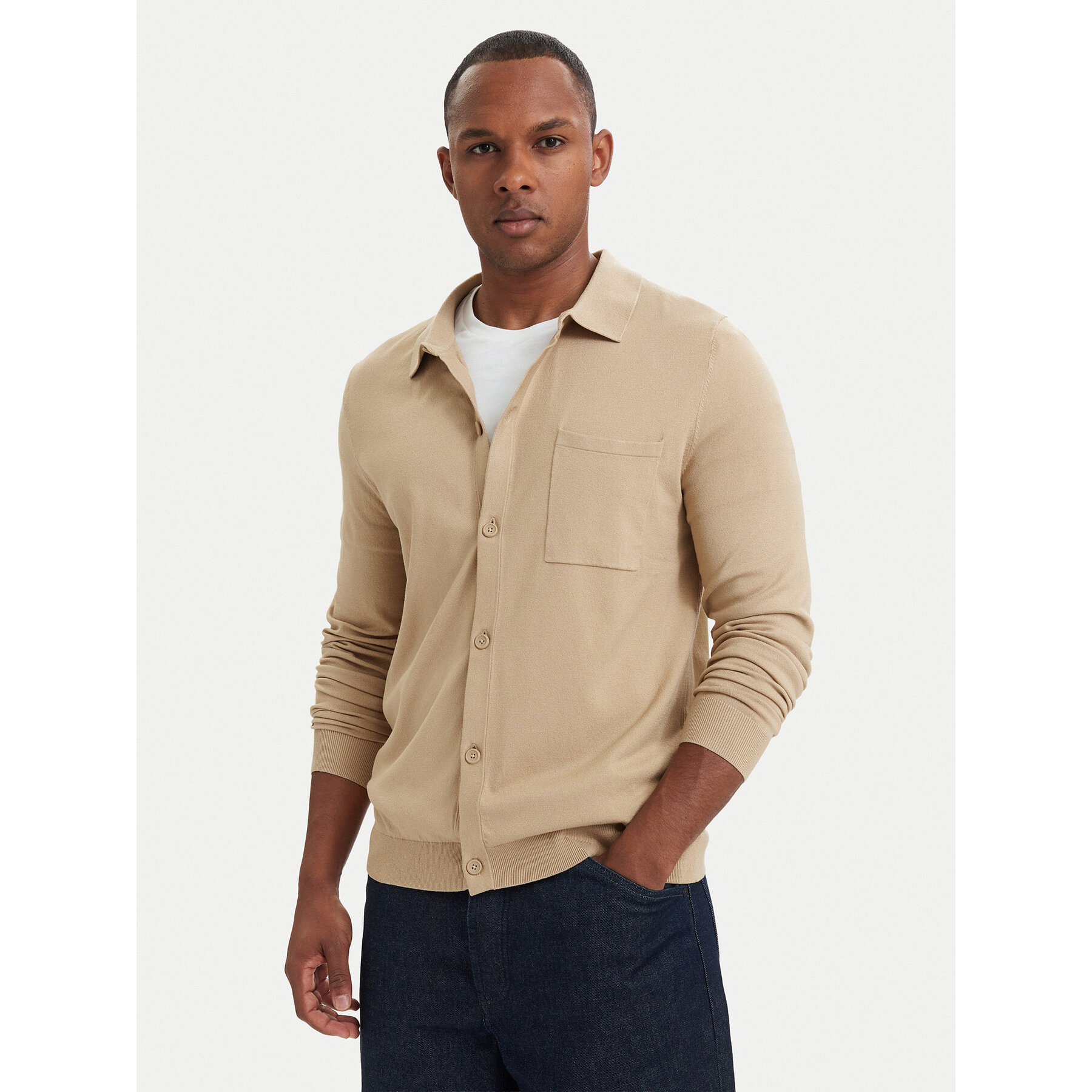 HUGO Strickjacke San Jordan 50553663 Dunkelbeige Regular Fit