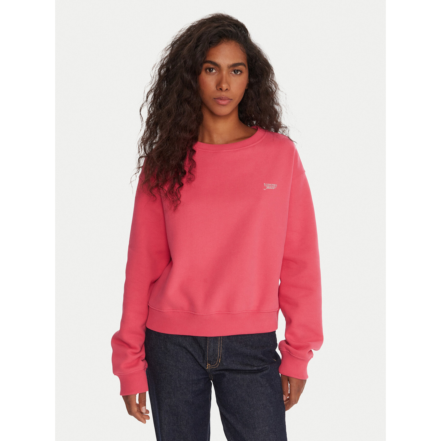 Tommy Jeans Sweatshirt Silver Script DW0DW21961 Rosa Regular Fit