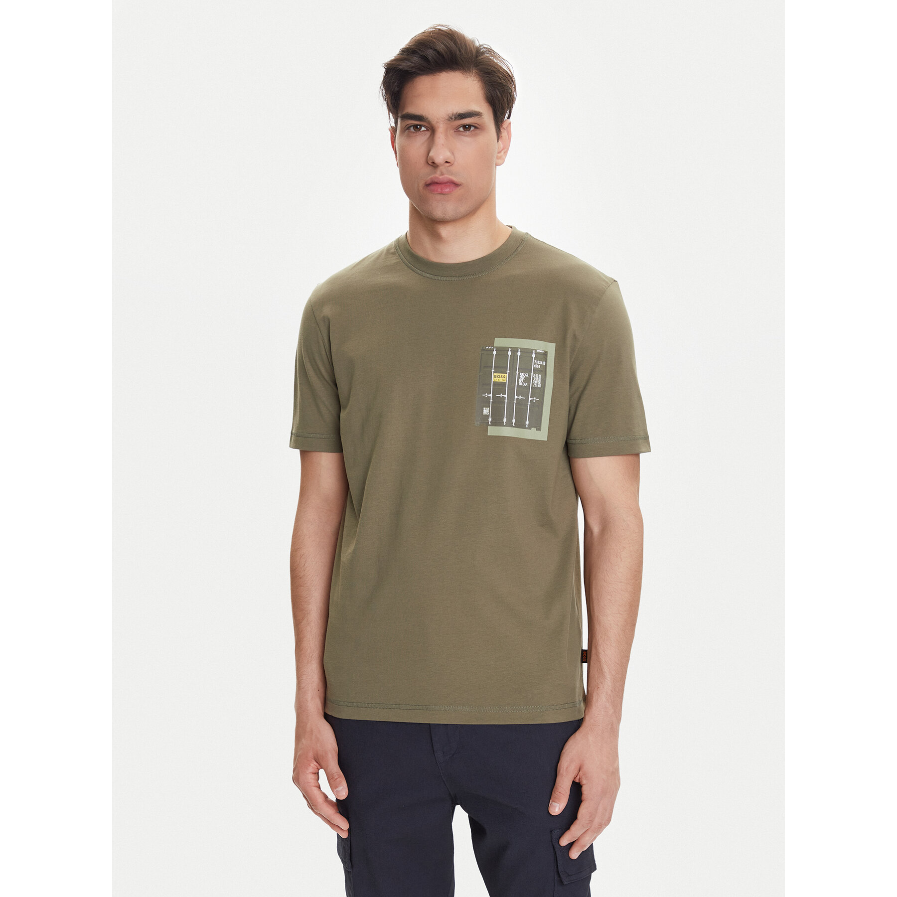BOSS T-shirt Te_Container 50546920 Kaki Regular Fit