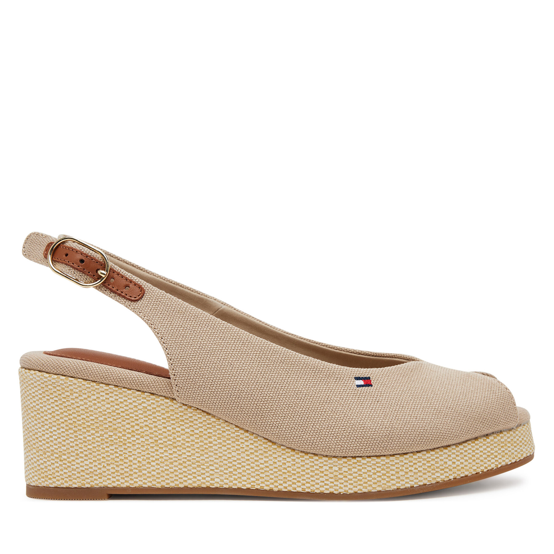 Sandále Tommy Hilfiger Flag Mid Wedge Espad Slingback FW0FW08595 Béžová