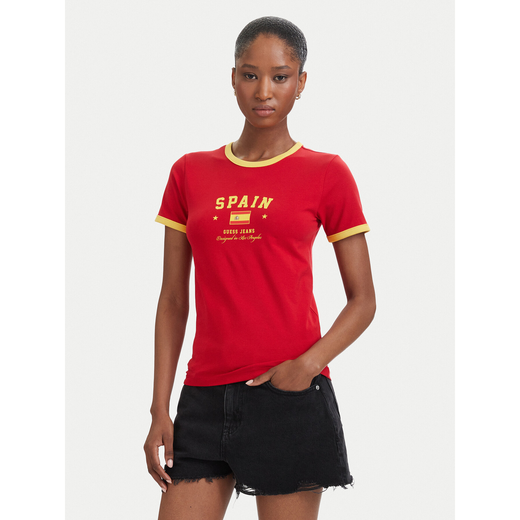Guess Jeans T-shirt W6YI16 K3995 Crvena Slim Fit