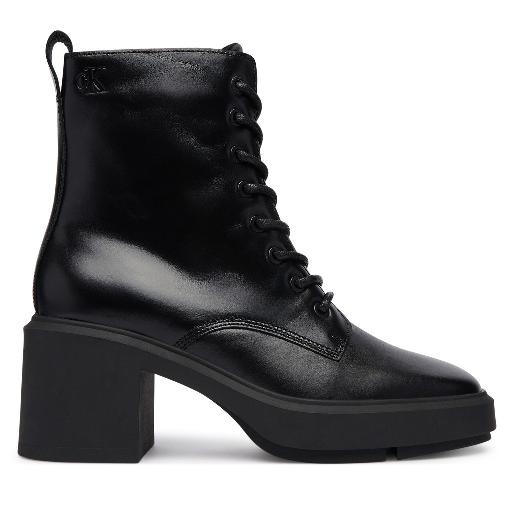 Μποτίνια Calvin Klein Block Heel Ank Boot Laceup Lth HW0HW03174 Μαύρο