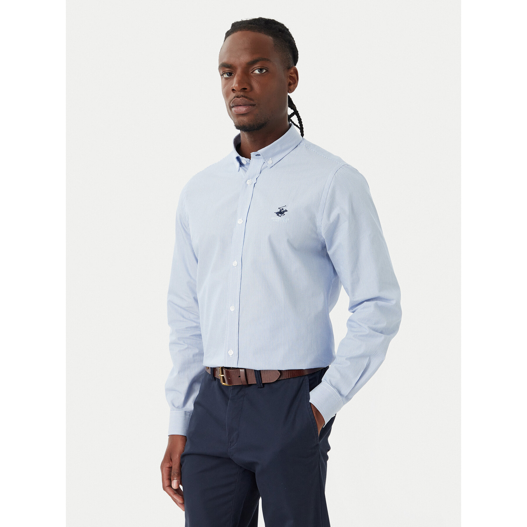 Beverly Hills Polo Club Camisa P-SS26M-BRASS Azul Regular Fit