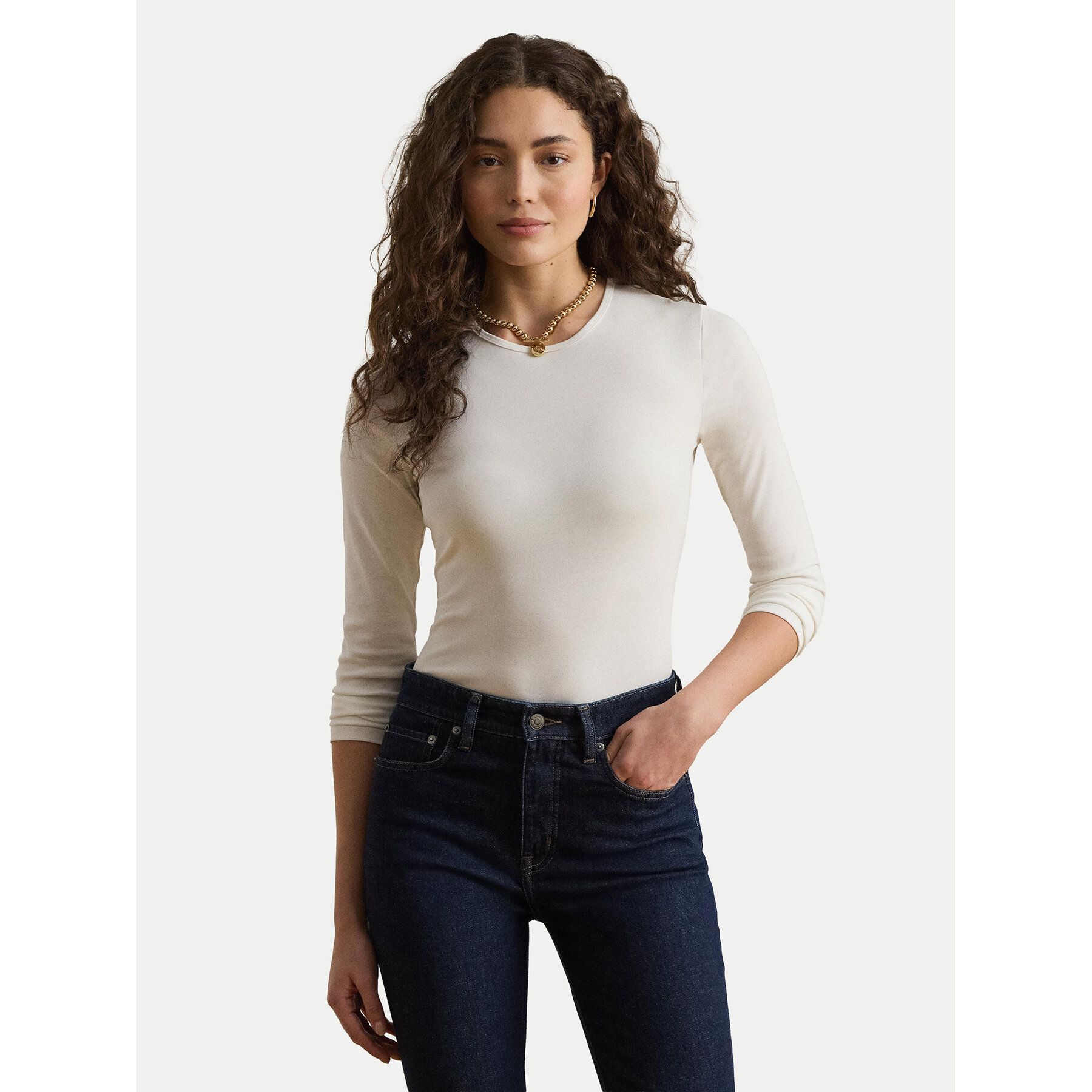 LAUREN RALPH LAUREN Bluse 200680399002 Weiß Slim Fit