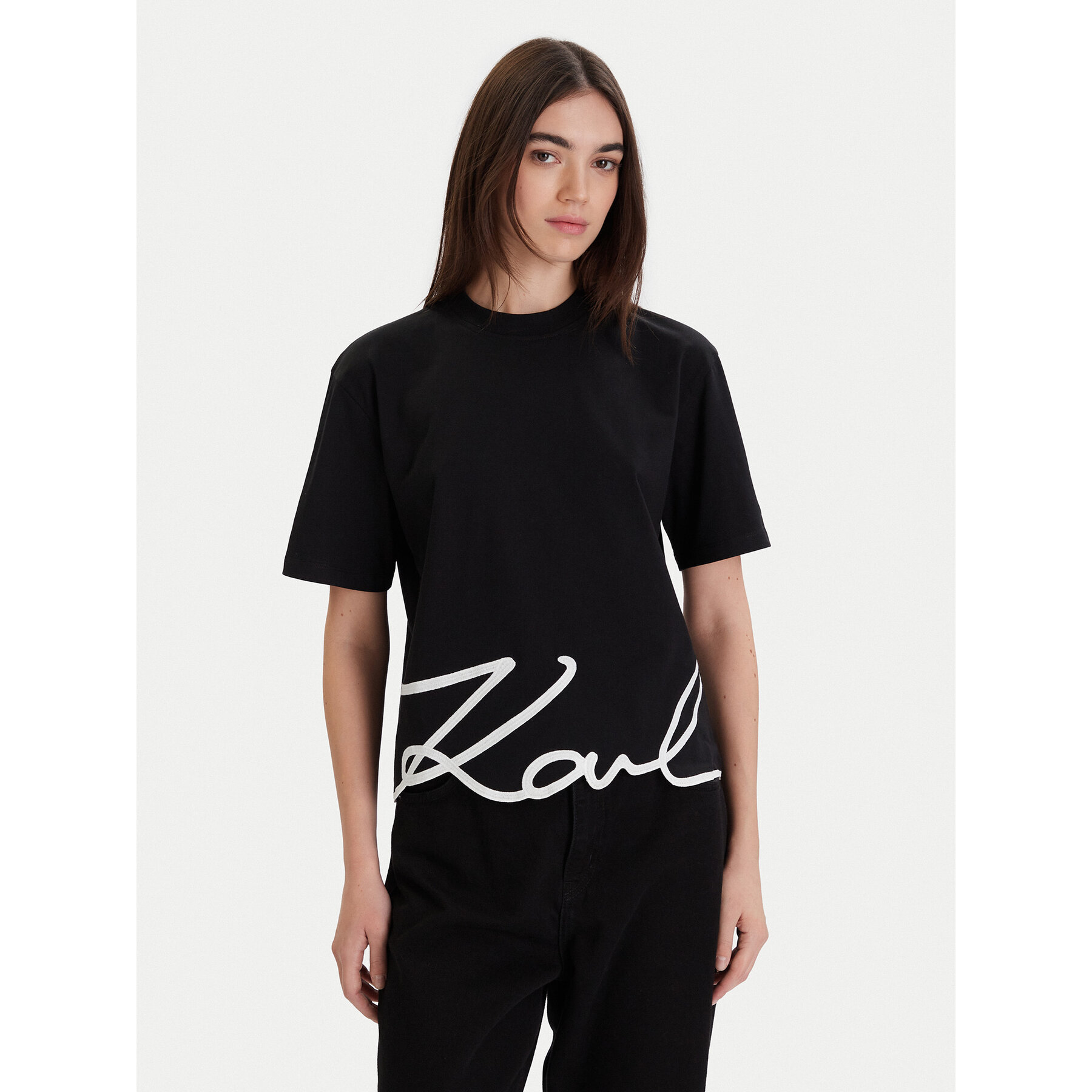 KARL LAGERFELD T-shirt A1W17013 Crna Relaxed Fit