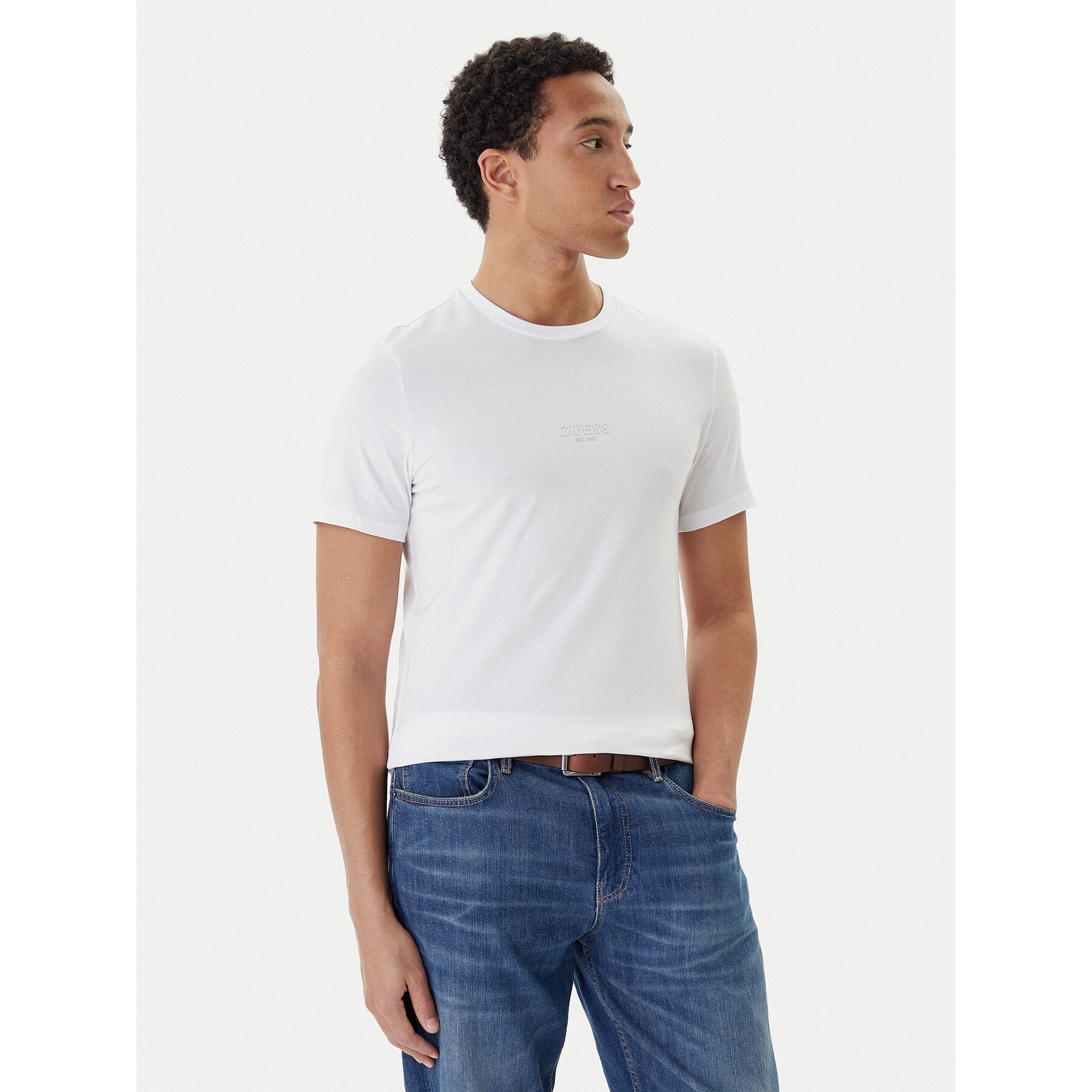 Guess Majica M2YI72 I3Z14 Bela Slim Fit