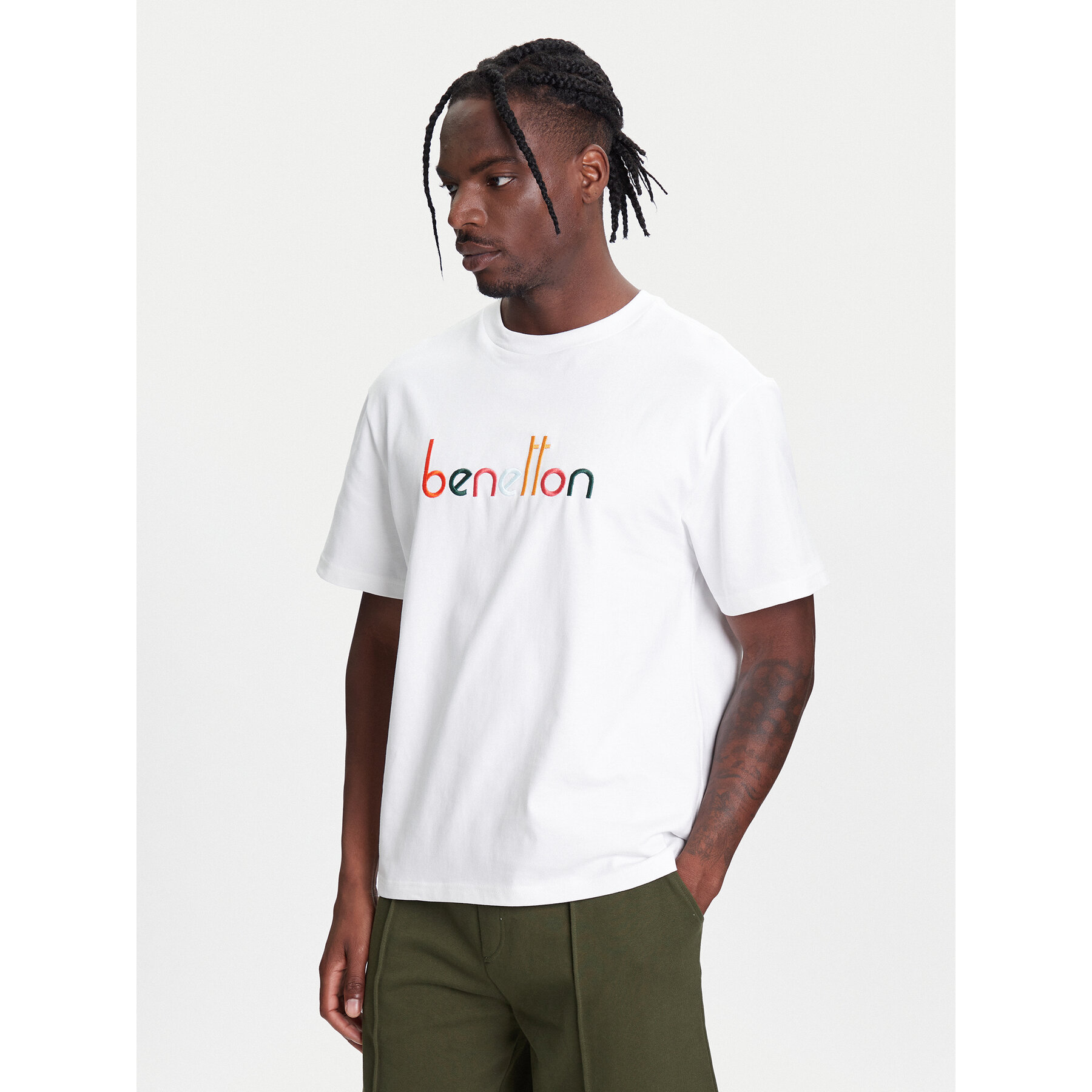 United Colors Of Benetton T-shirt 3MI6U109O Bianco Oversize