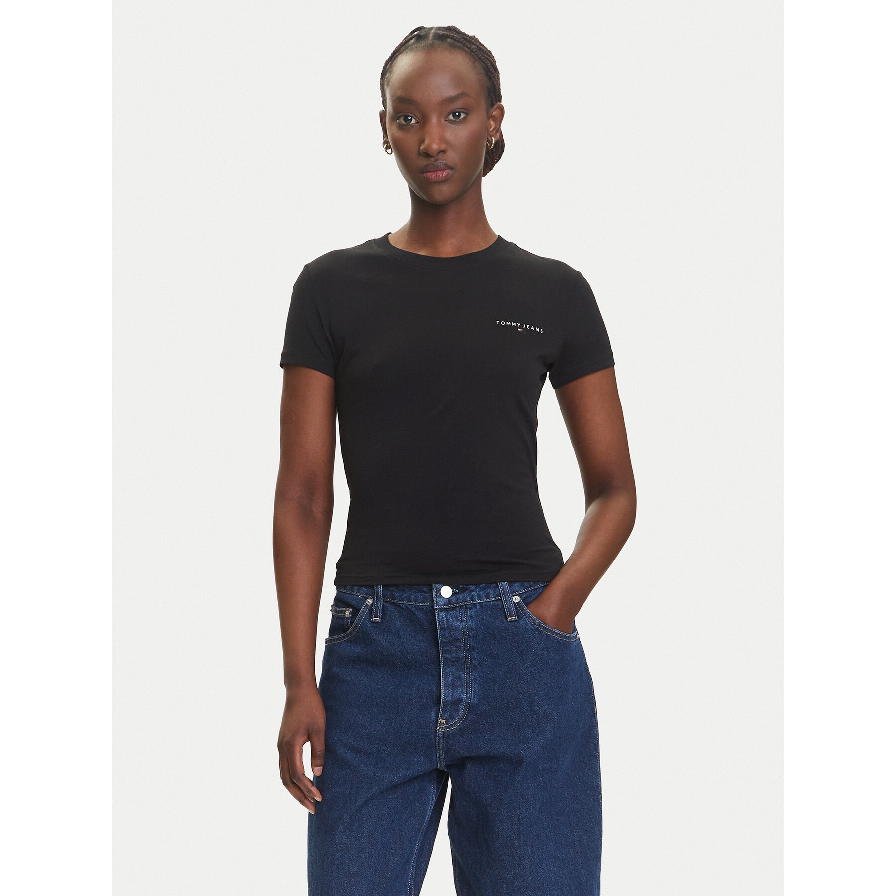 Tommy Jeans T-Shirt Linear DW0DW21164 Μαύρο Slim Fit