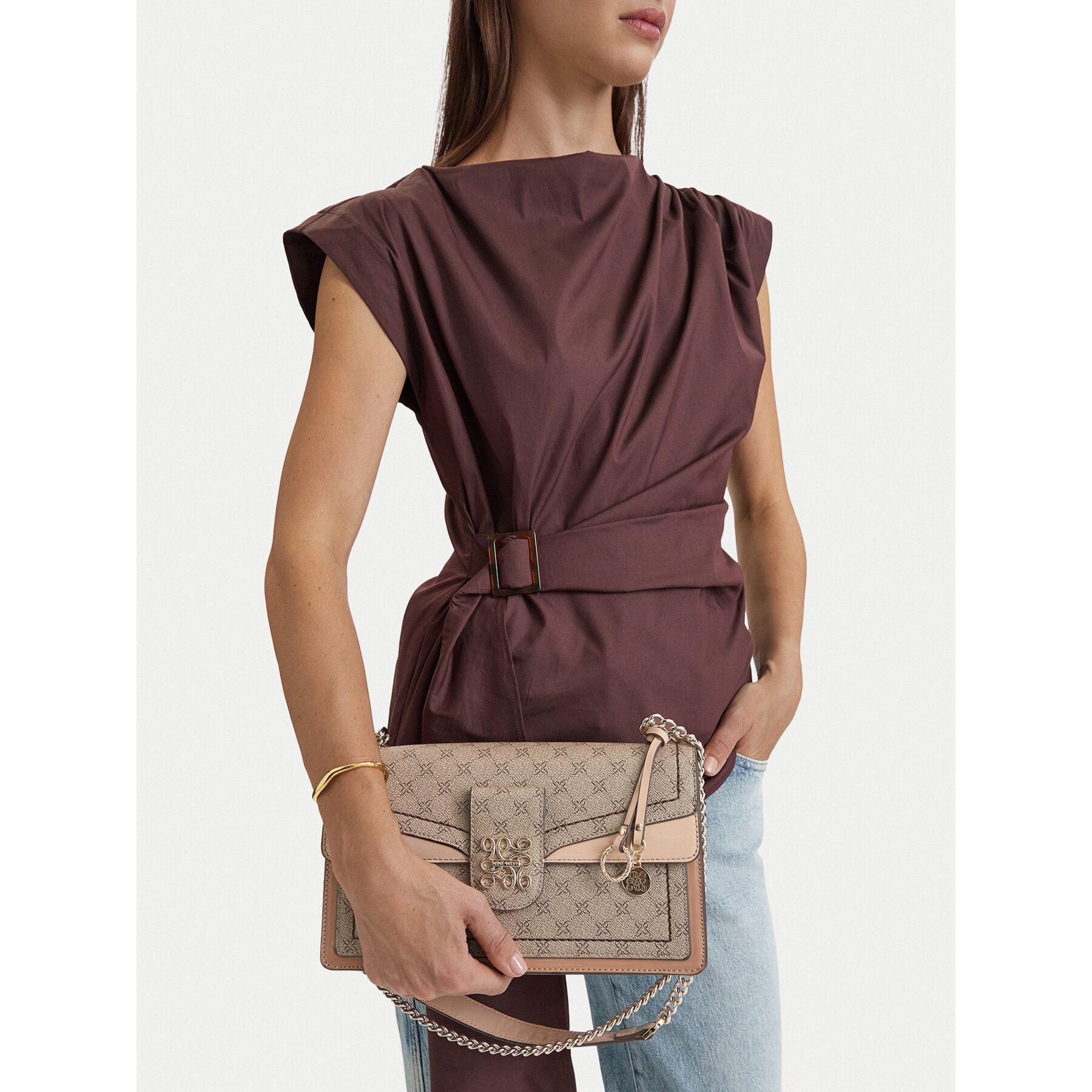 Kabelka Nine West EO-ELEGANT FLOW-TK25740 Tmavě béžová