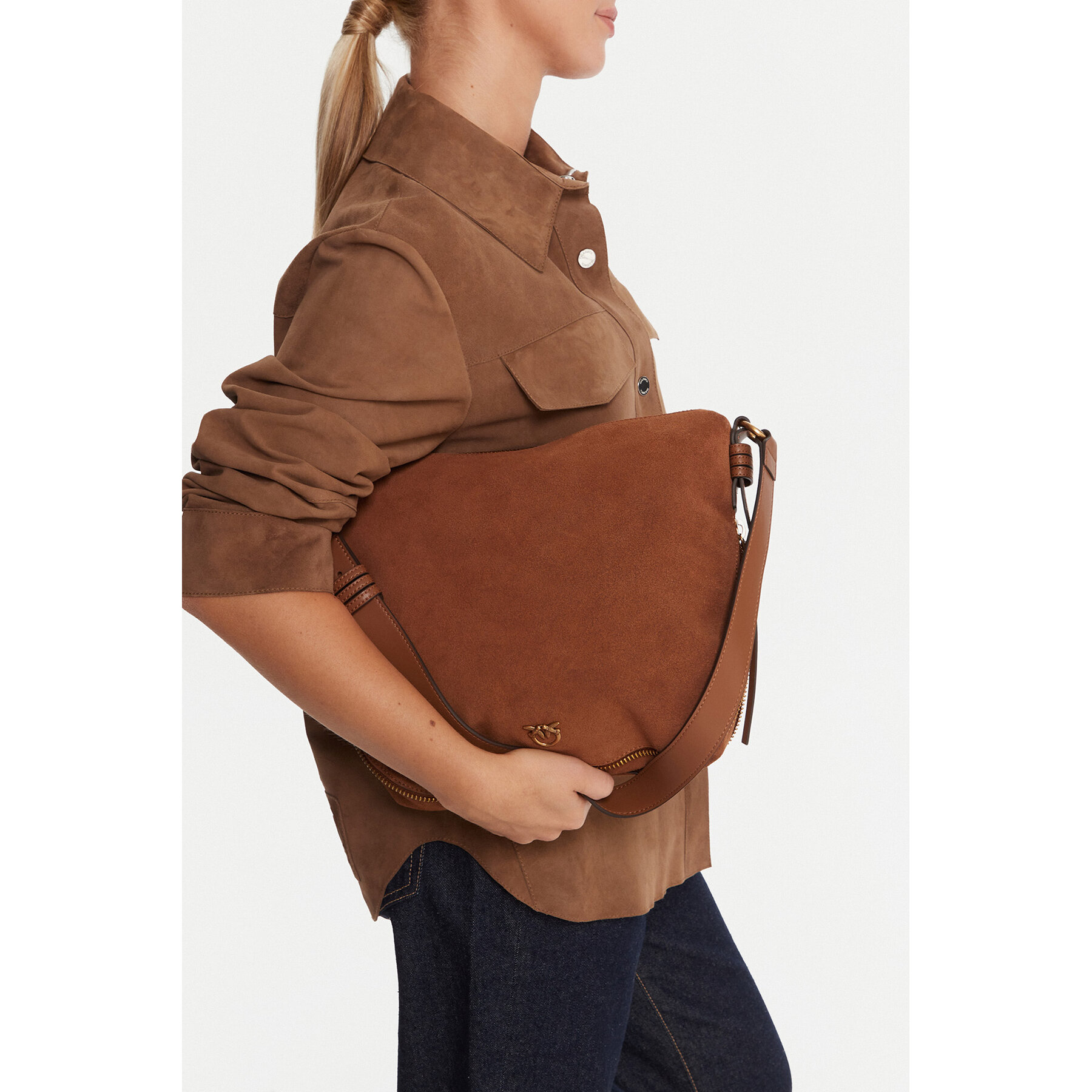 Дамска чанта PINKO Hobo Zip Around Classic Al 25-26 PLTT 105113 A2JH Кафяв