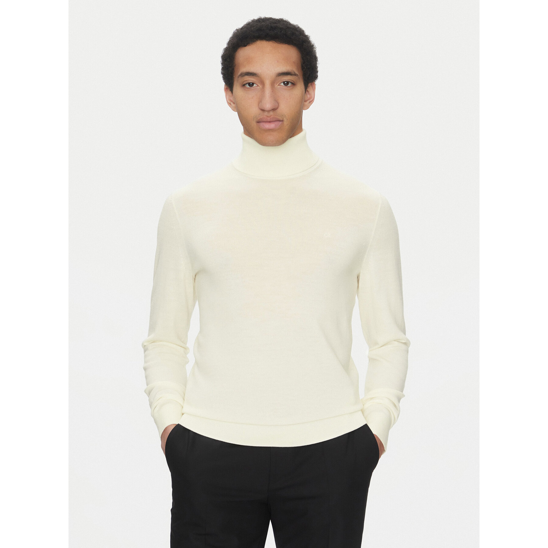 Calvin Klein Rollkragenpullover Superior K10K110420 Écru Slim Fit