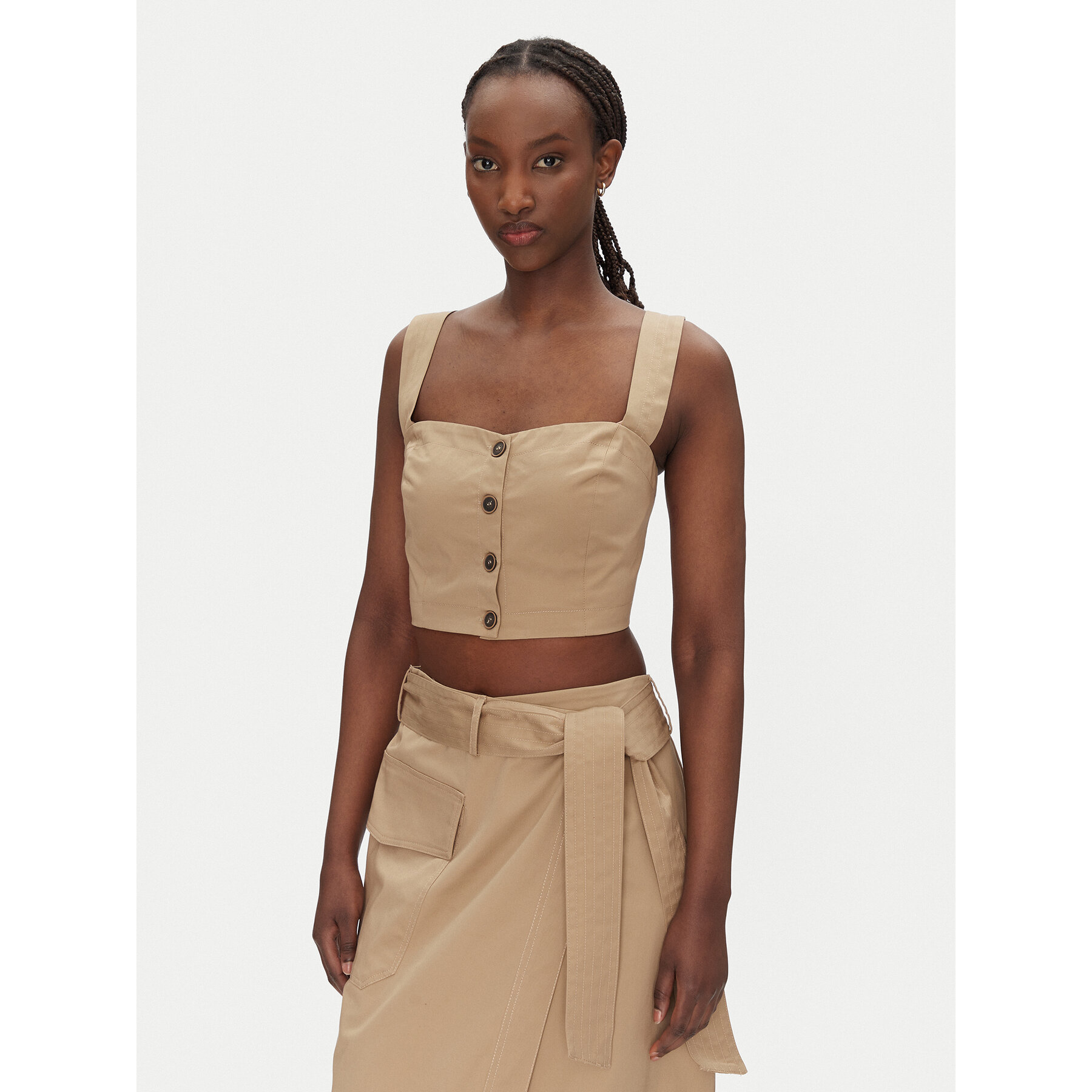 ACCESS FASHION Top 53-2216-502 Beige Slim Fit