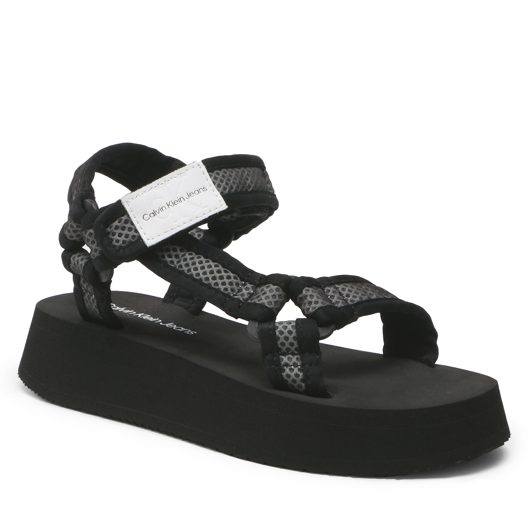 Sandali Calvin Klein Jeans Prefresato Sandal Webbing Mesh YW0YW00969 Črna