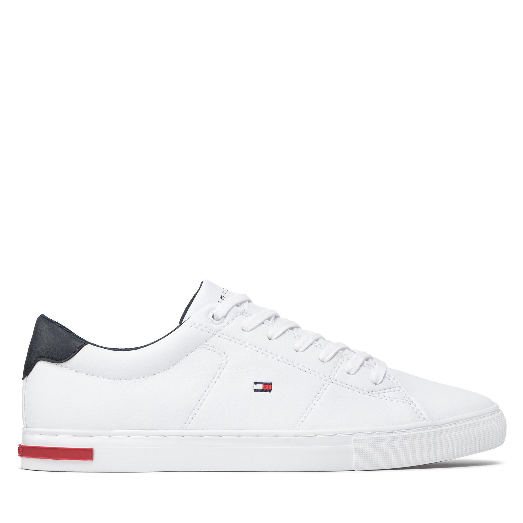 Sneakersy Tommy Hilfiger Essential Leather Detail Vulc FM0FM04047 Biela