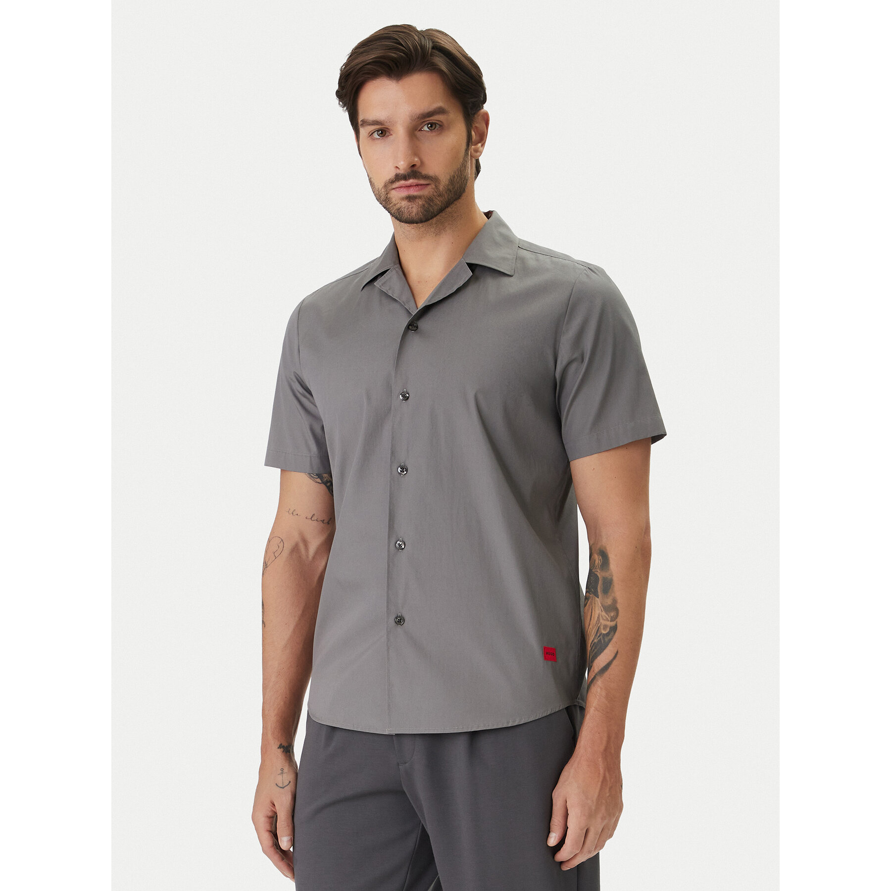 HUGO Hemd Ellino 50560584 Grau Relaxed Fit