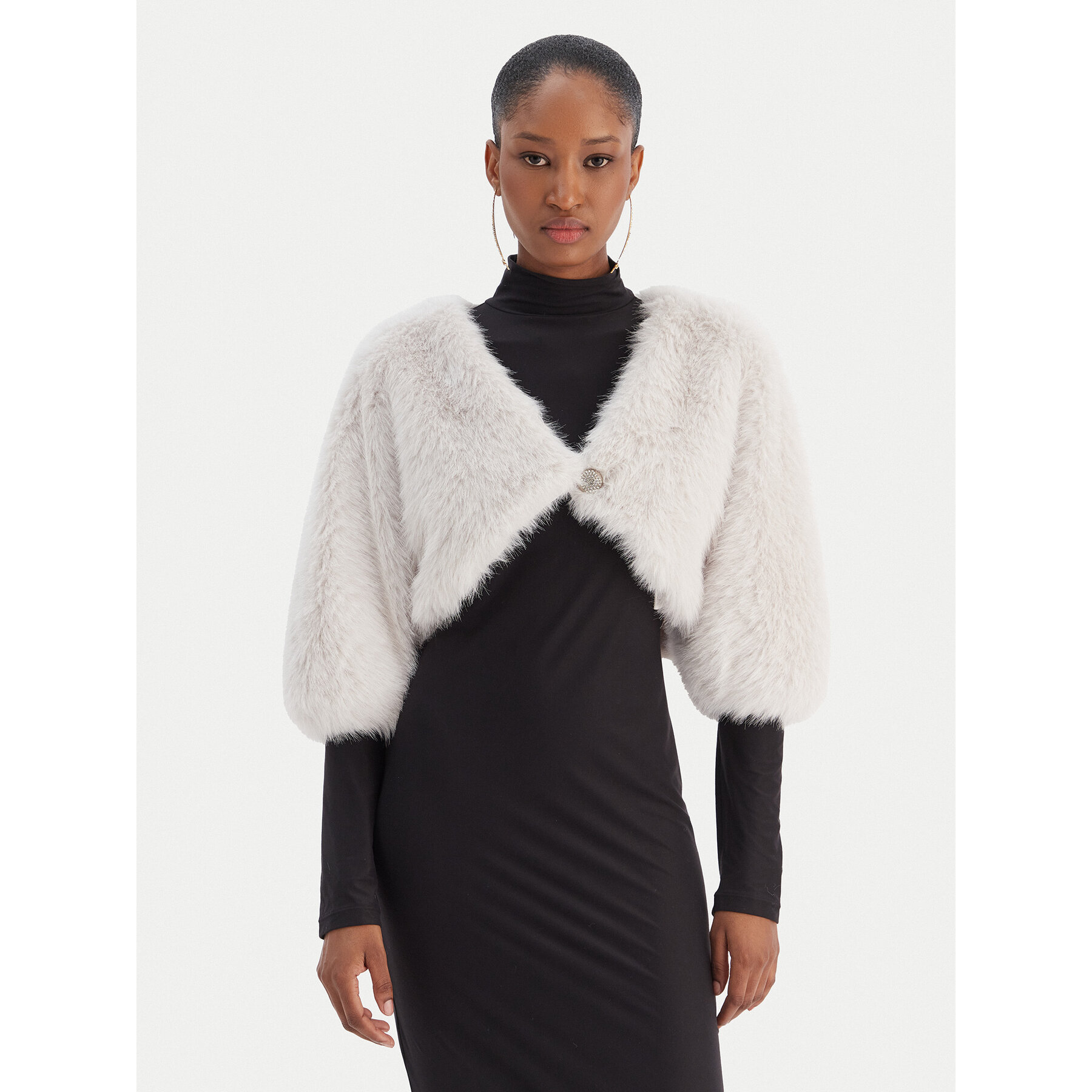 Rinascimento Pelzmantel CFC0020149002 Weiß Regular Fit